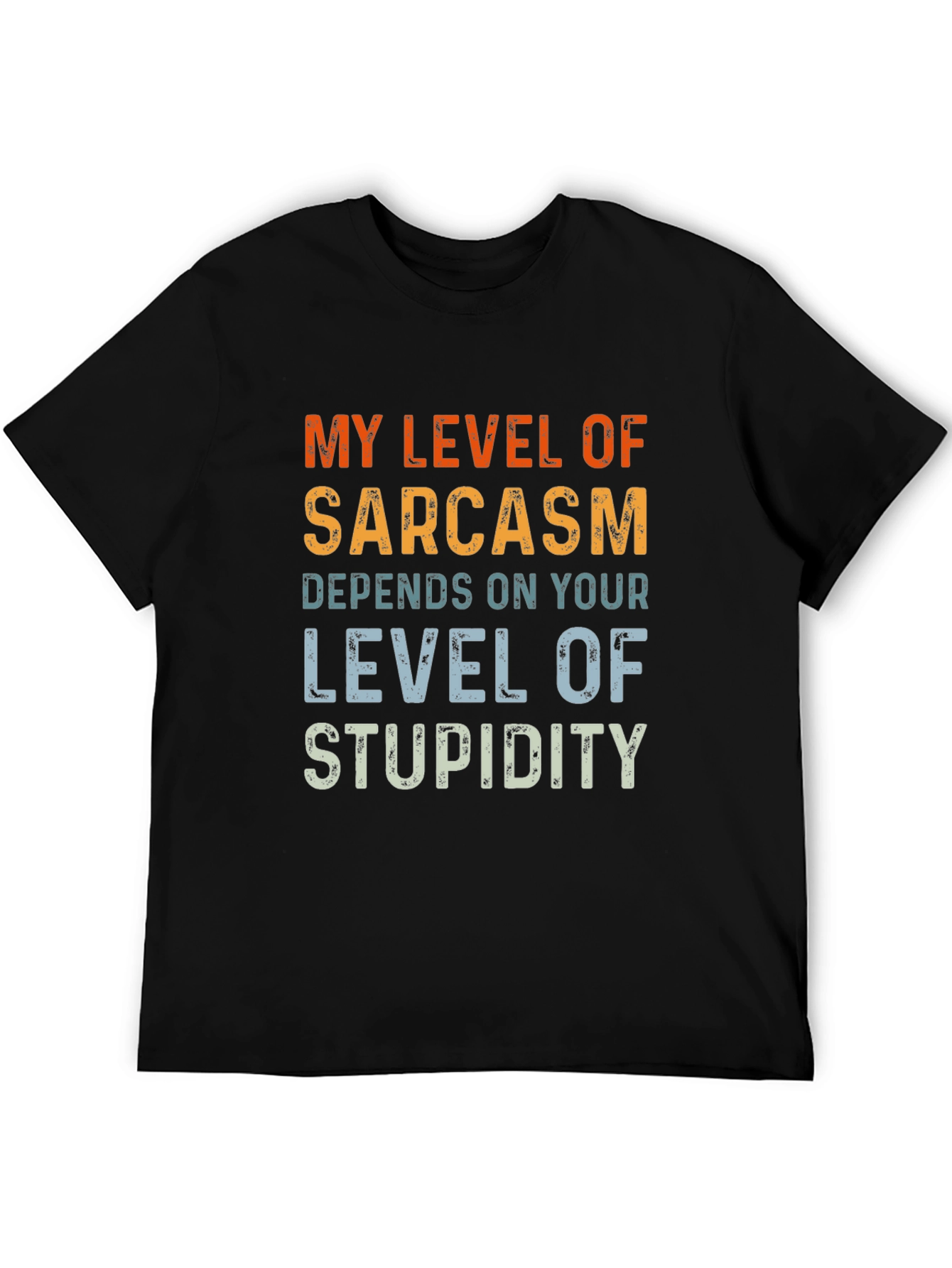 Black Sarcastic Humor T-Shirt - Level of Stupidity view 5