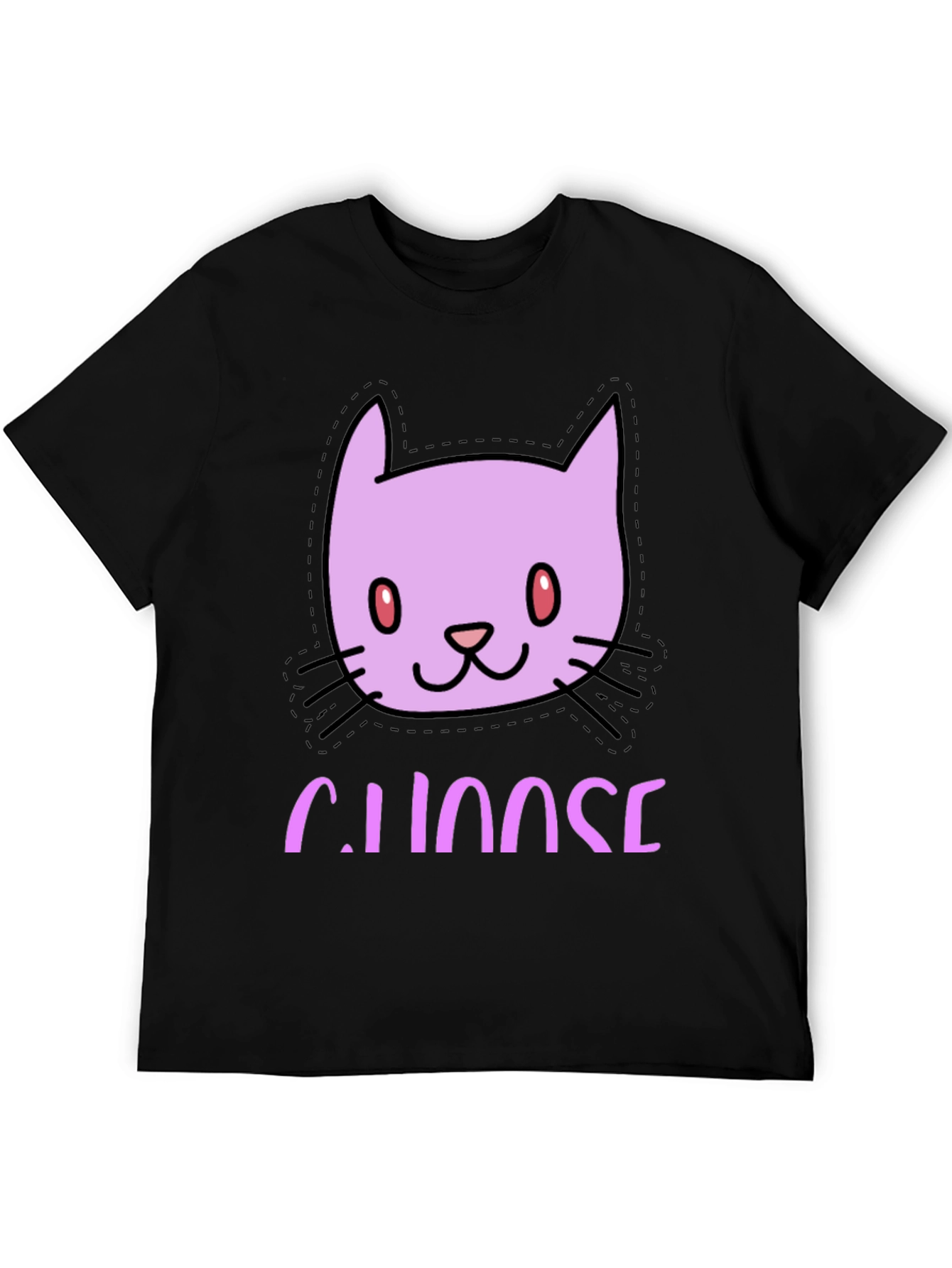 Black Cute Cat Face Tee - Choose Your Style! view 5
