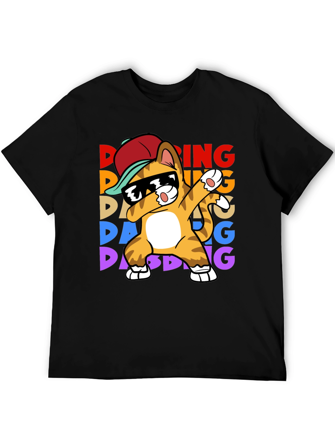 Black Dabbing Cat T-Shirt - Fun & Unique Design view 5