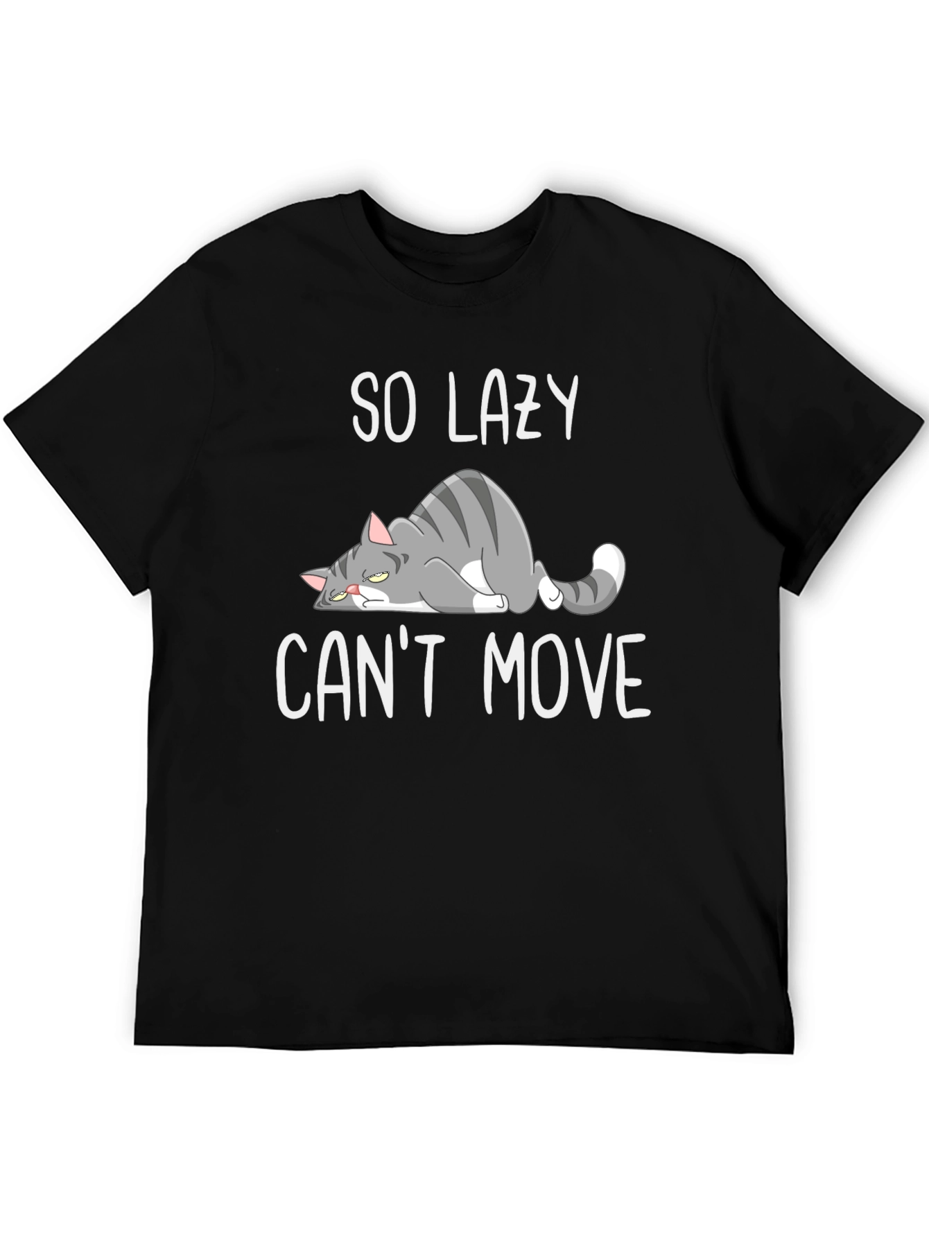 Black Lazy Cat Graphic T-Shirt - Funny and Comfortable view 5