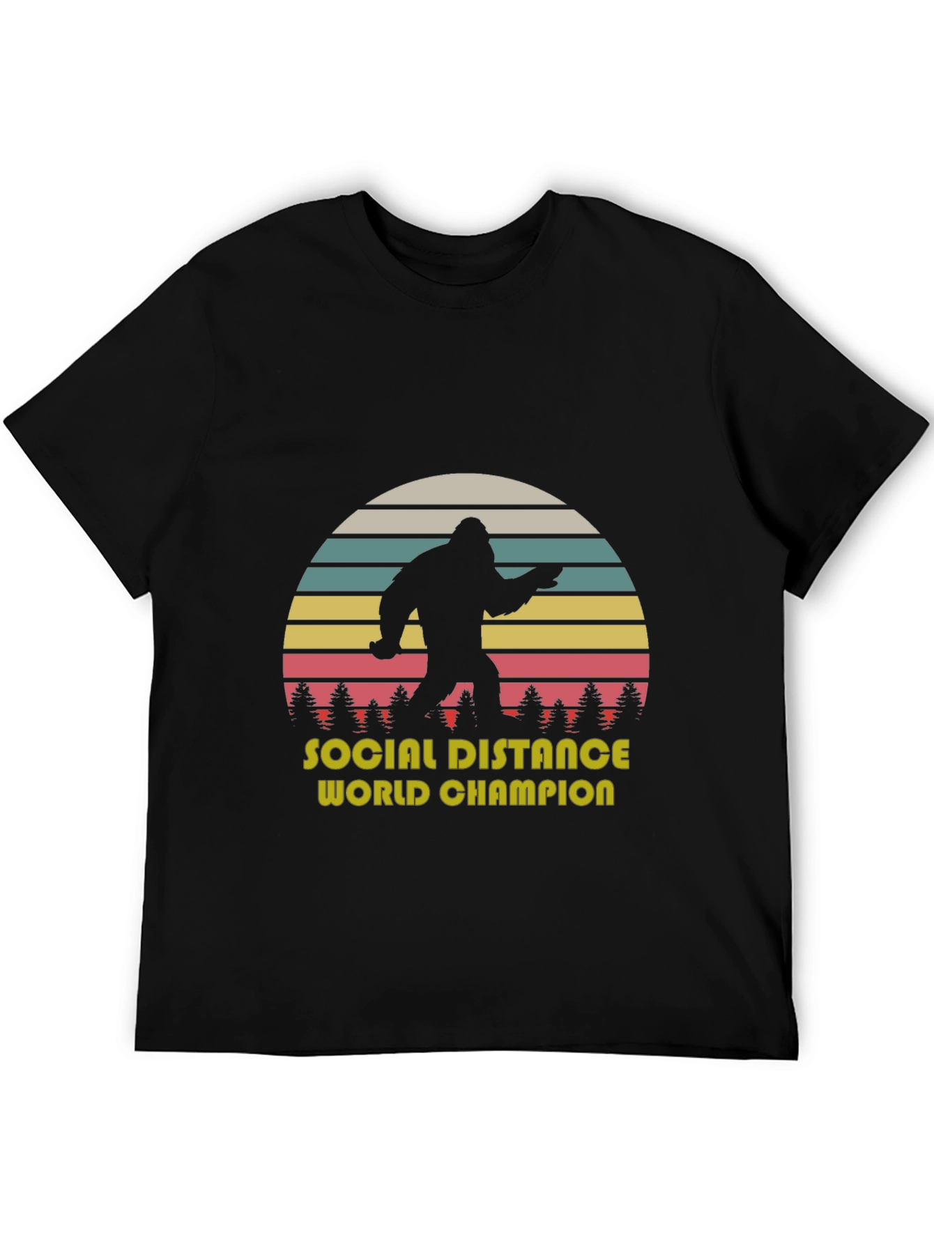 Black Social Distance World Champion T-Shirt view 5