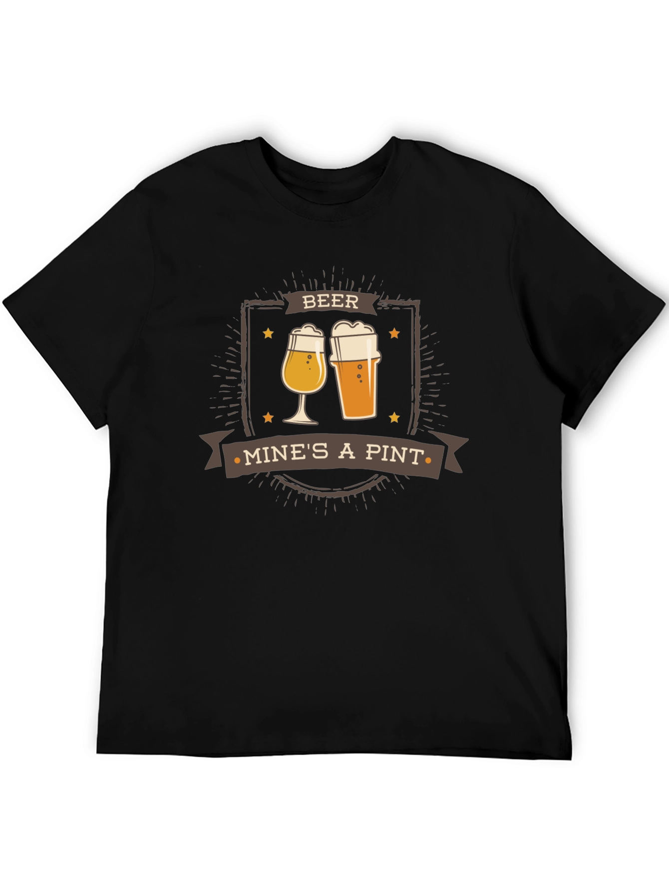 Black Beer Mine's A Pint Graphic Tee - Cool Drinking T-Shirt view 5