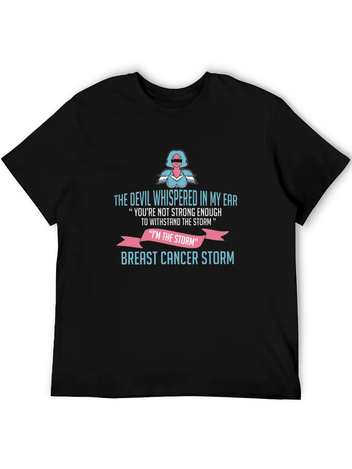 Black Breast Cancer Storm T-Shirt view 5