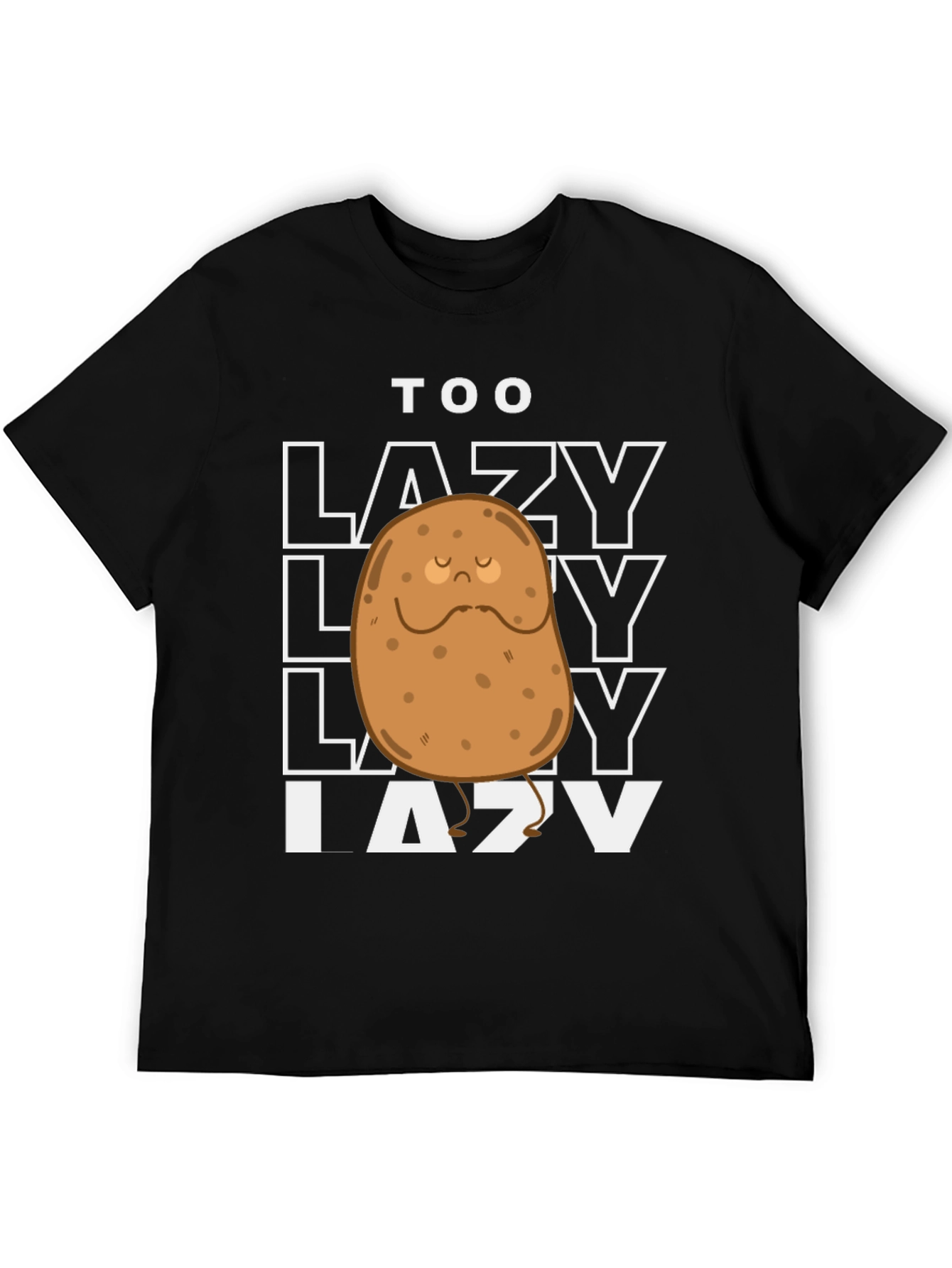 Black Funny Too Lazy Potato Graphic T-Shirt view 5