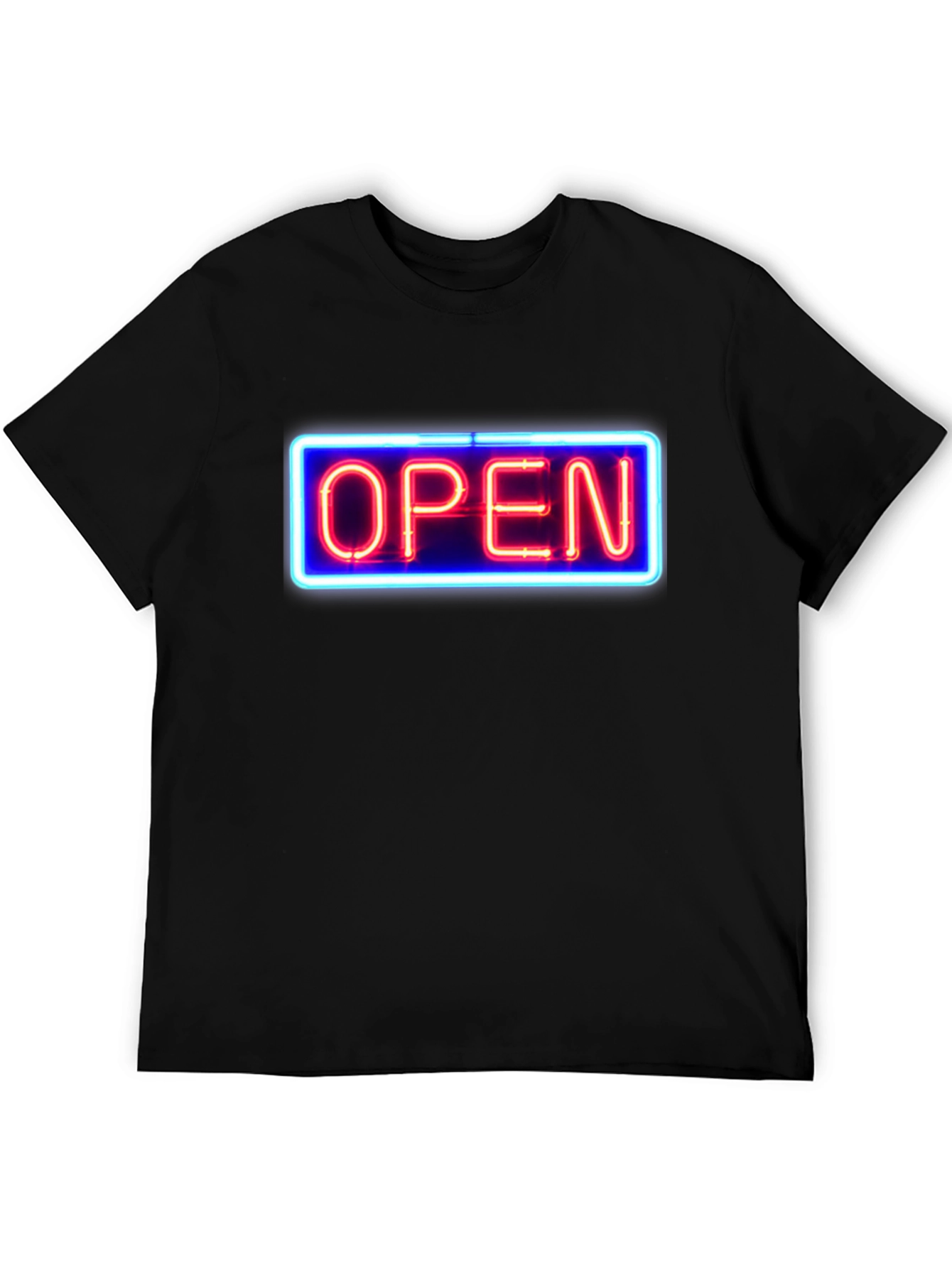 Black Neon Open Sign Graphic T-Shirt view 5