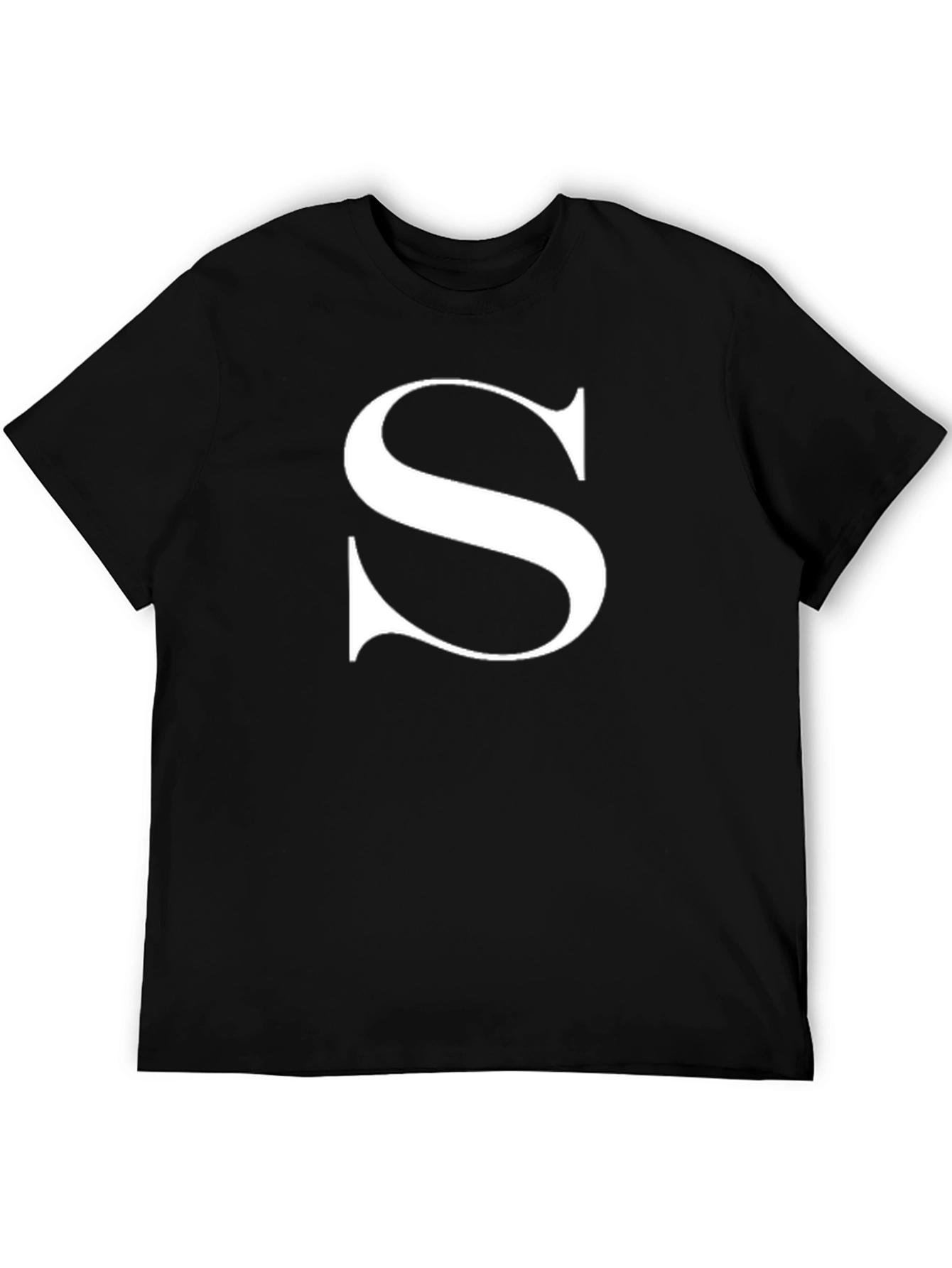 Black Bold Initial 'S' Black T-Shirt view 5