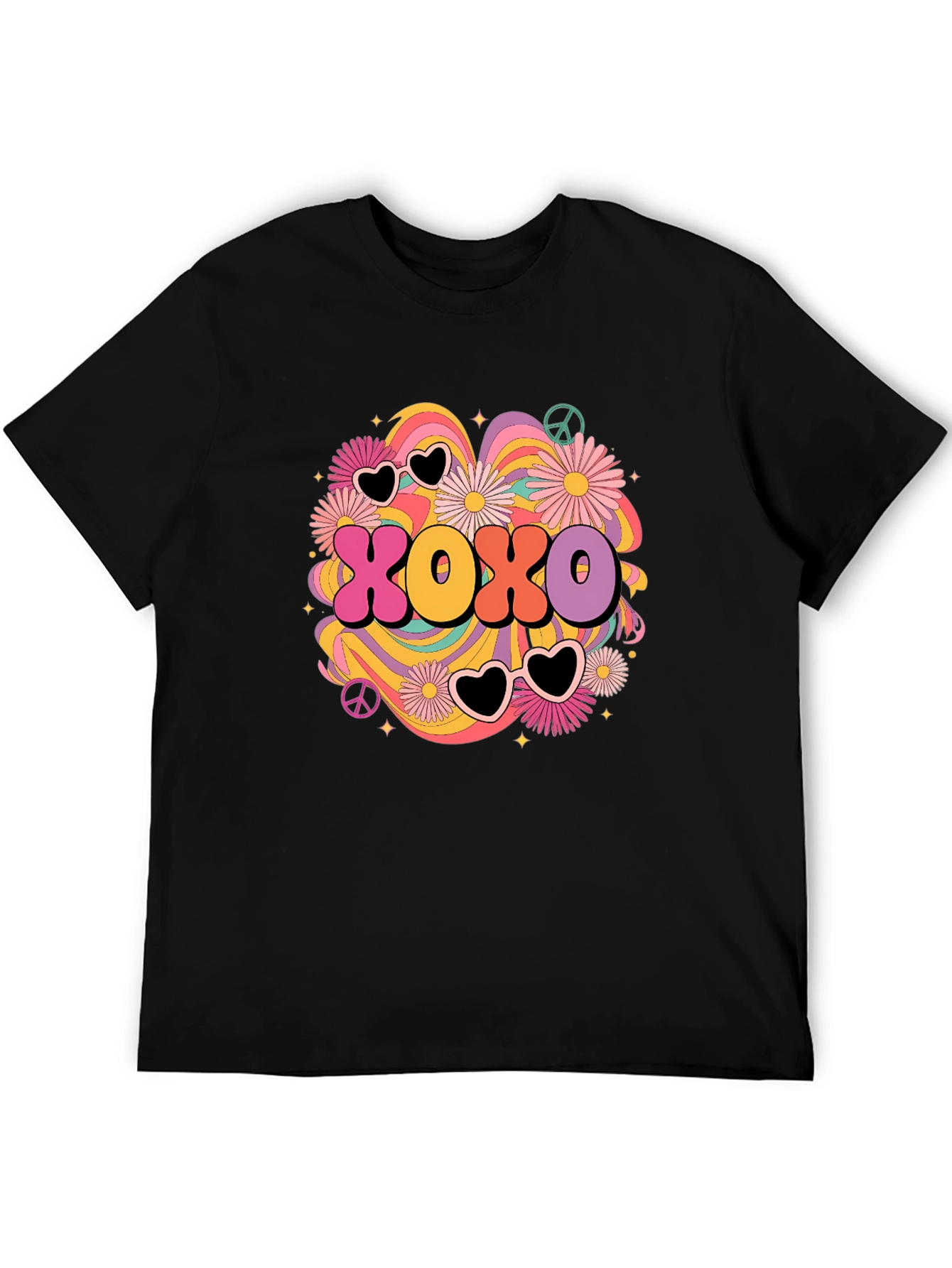 Black XOXO Retro Graphic Tee - Hugs & Kisses T-Shirt view 5