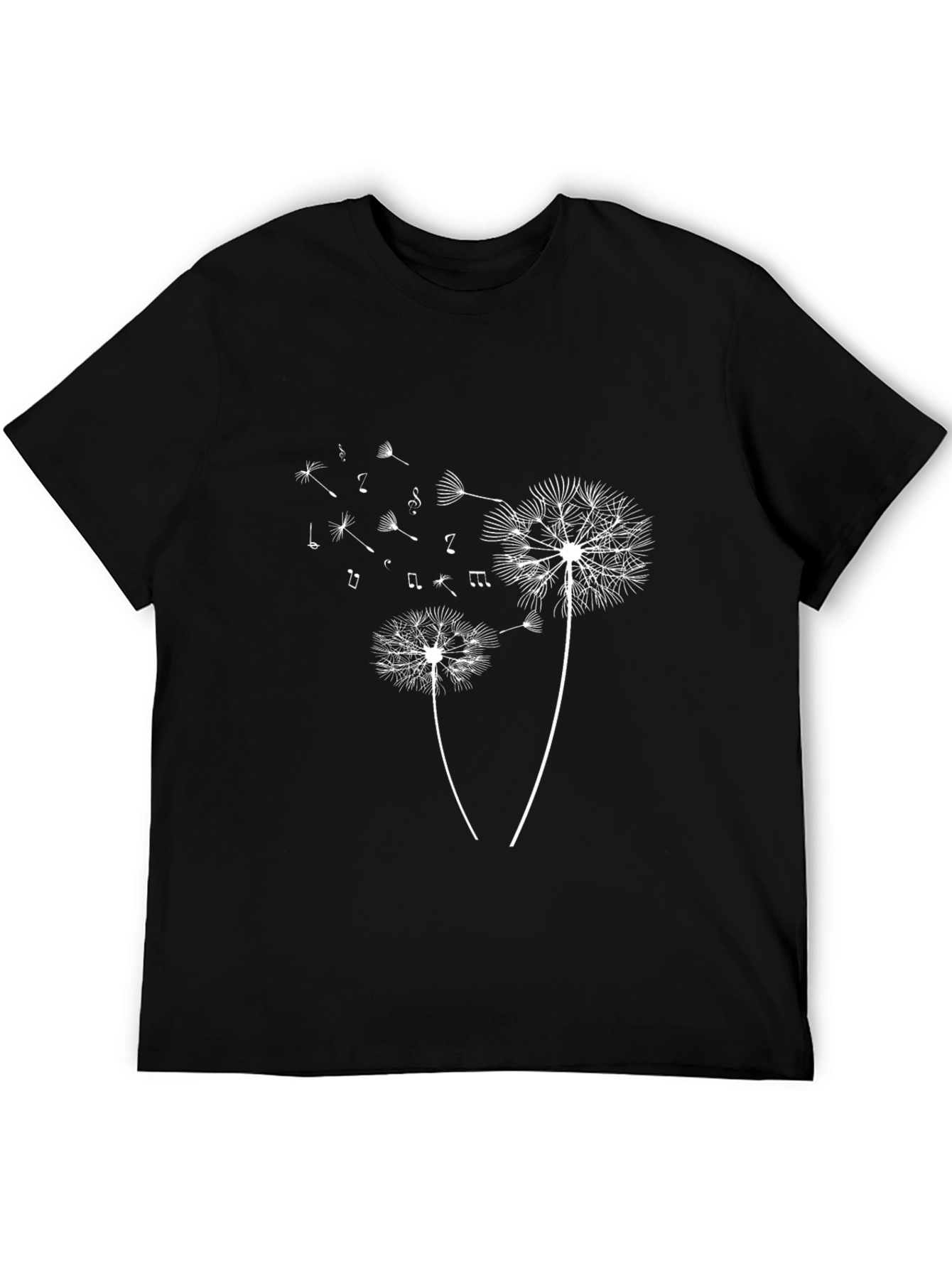 Black Dandelion Music Notes Black T-Shirt view 5