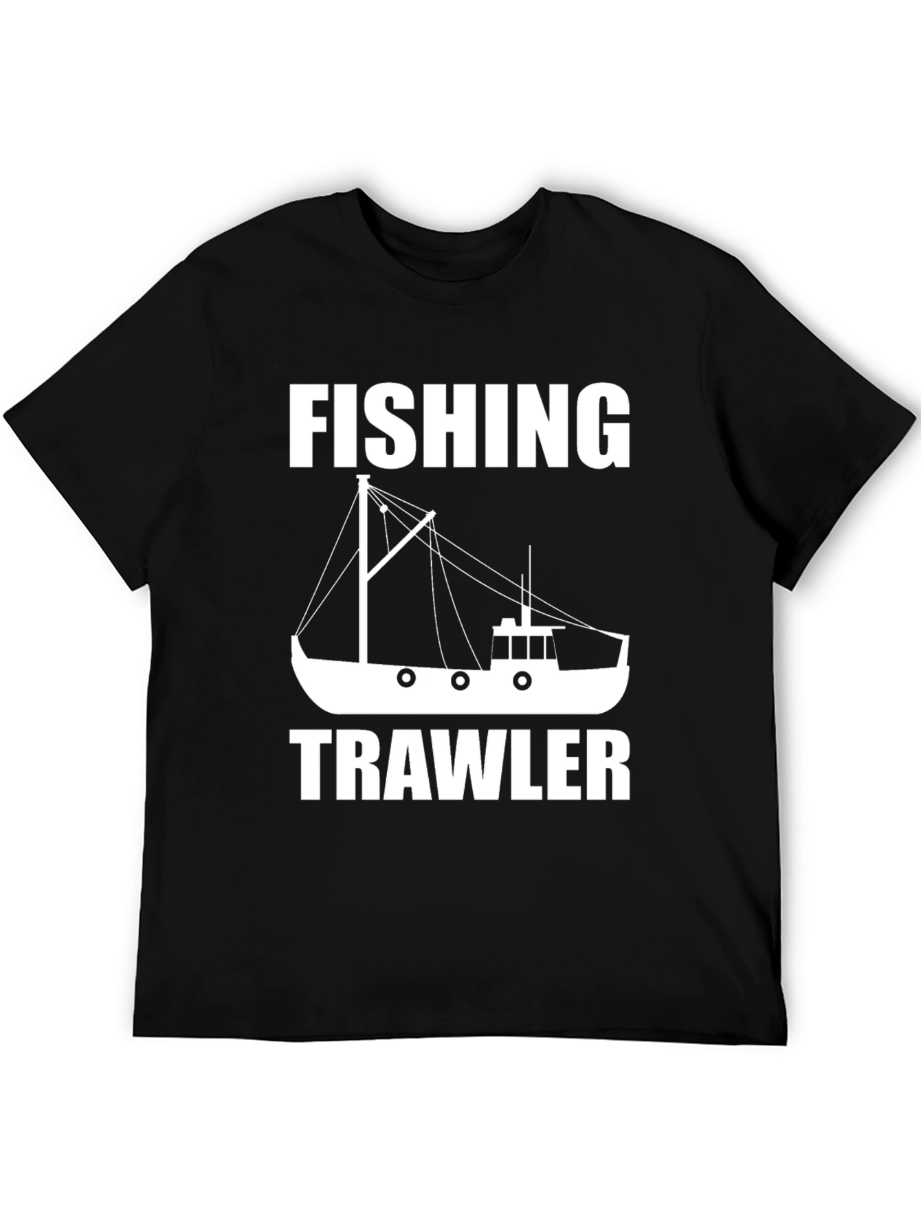Black Fishing Trawler Graphic Tee - Black Cotton Comfort view 5