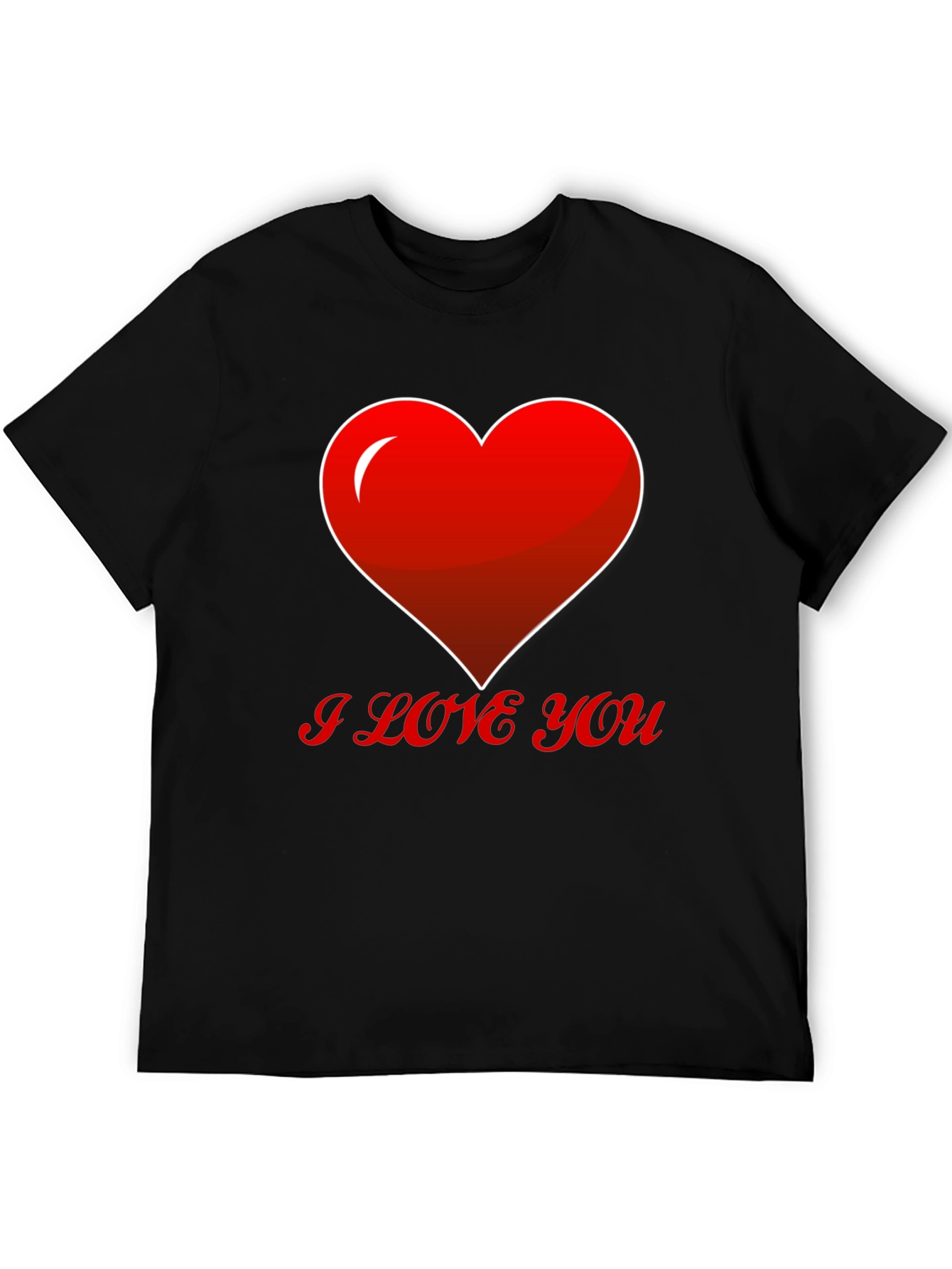 Black I Love You Heart T-Shirt view 5