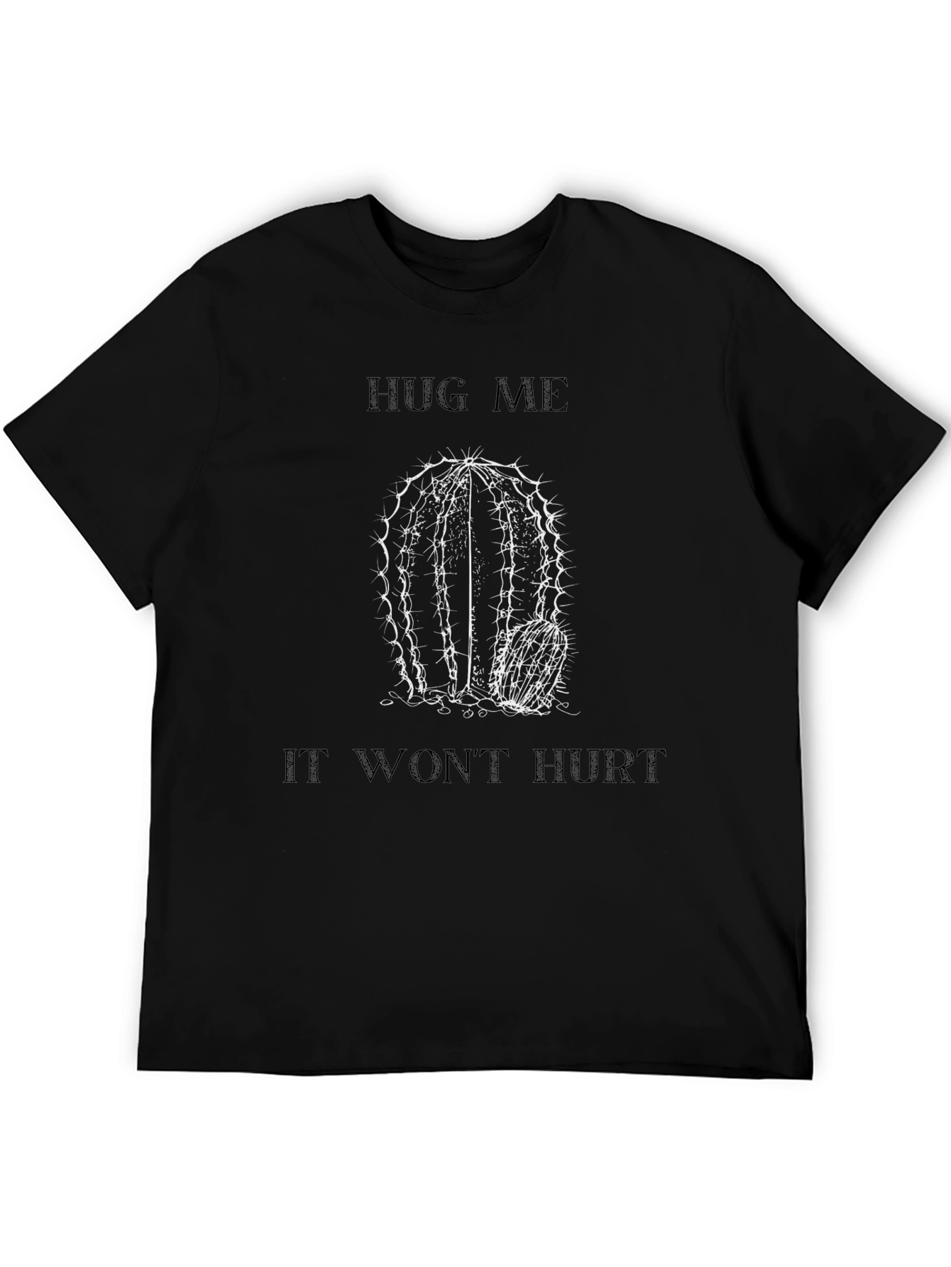 Black Hug Me Cactus Graphic T-Shirt - Black view 5