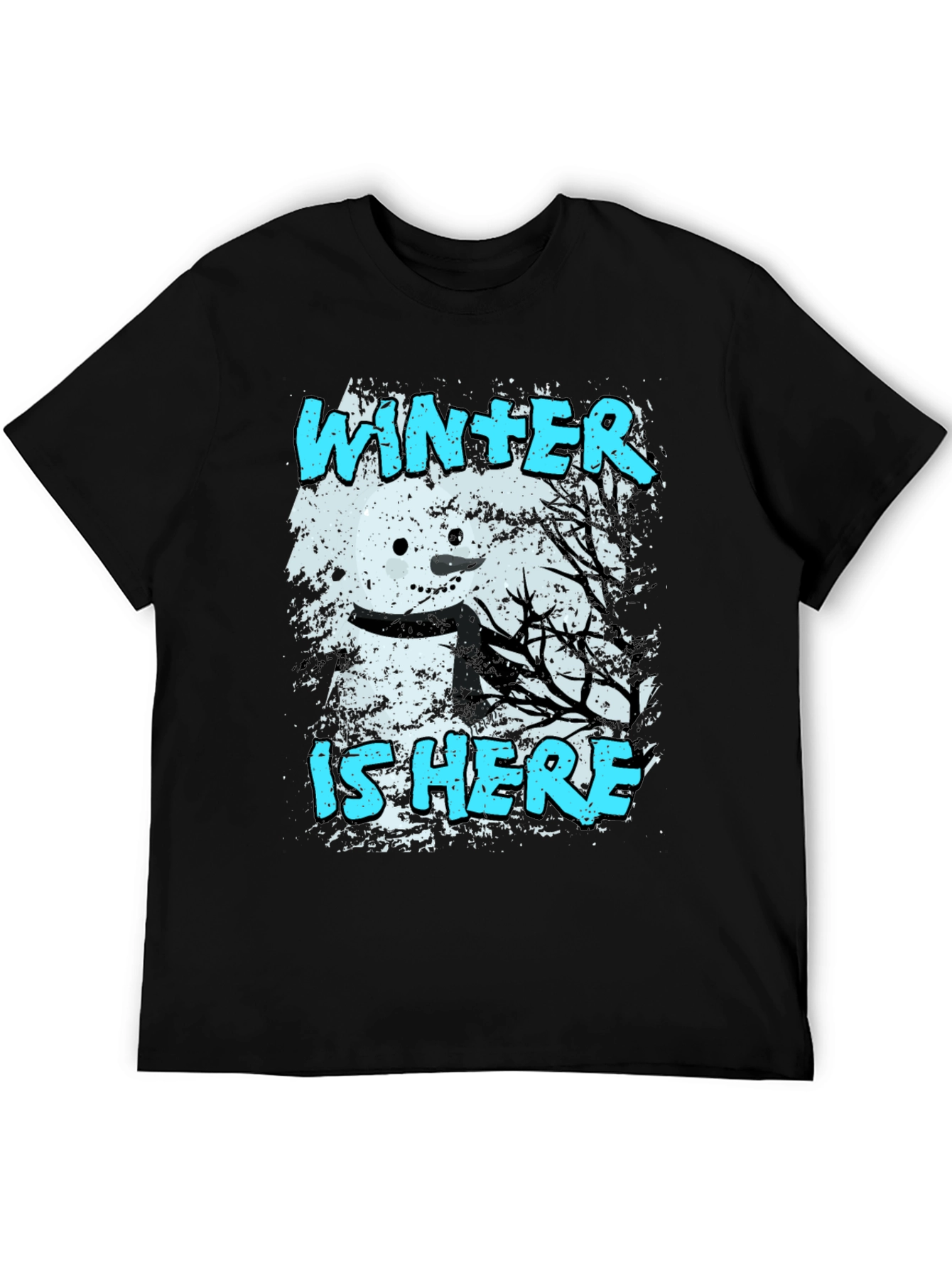 Black Winter is Here T-Shirt - Snowman Graphic Tee view 5