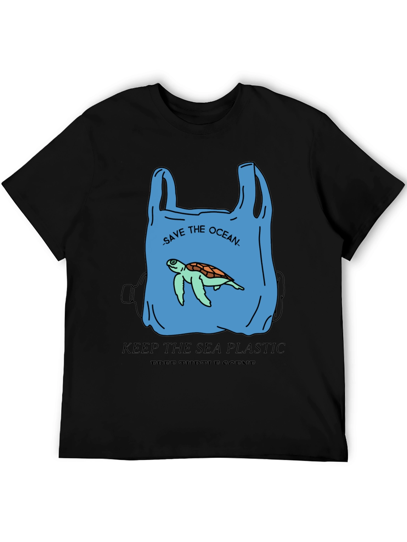 Black Save the Ocean Graphic Tee - Protect Sea Turtles view 5