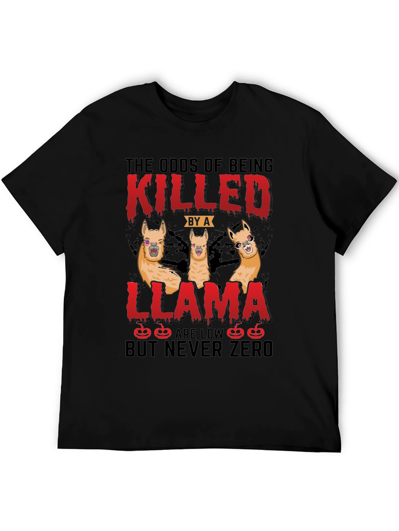Black Odds of Being Killed by a Llama T-Shirt view 5