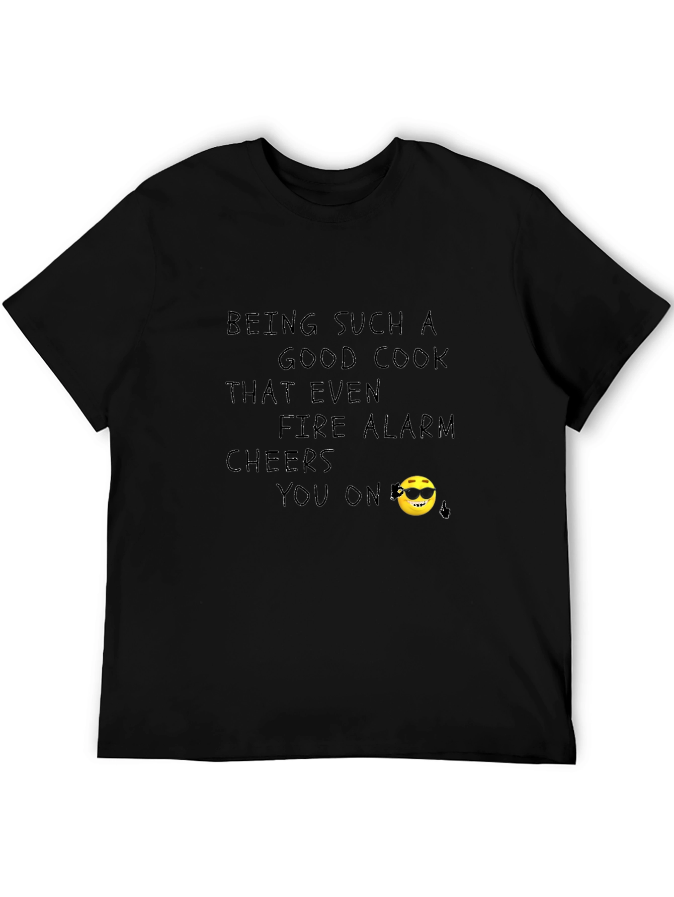 Black Cool Cook T-Shirt - Fire Alarm Cheers You On! view 5