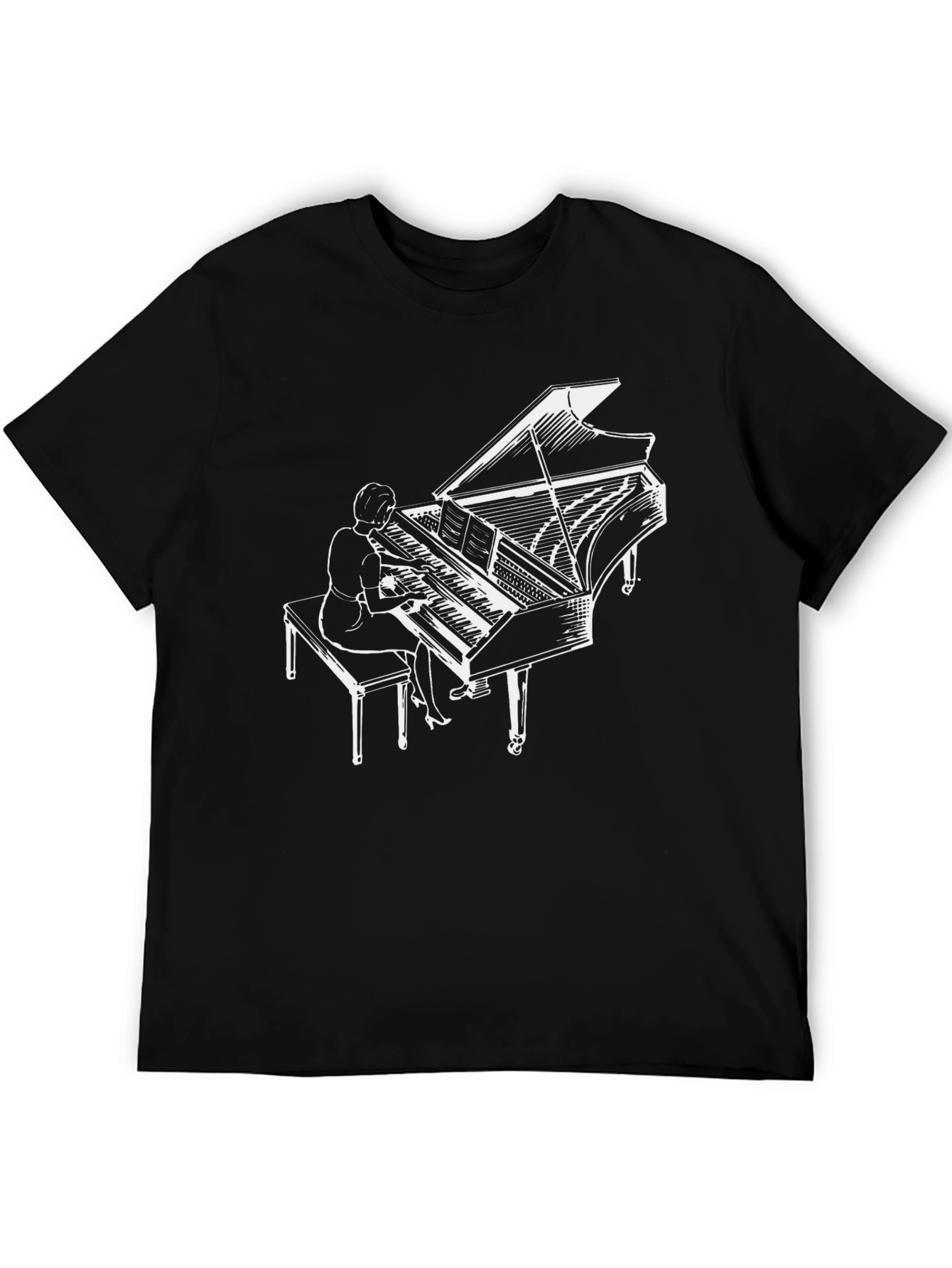 Black Piano Player Graphic Tee - Music Lover T-Shirt view 5