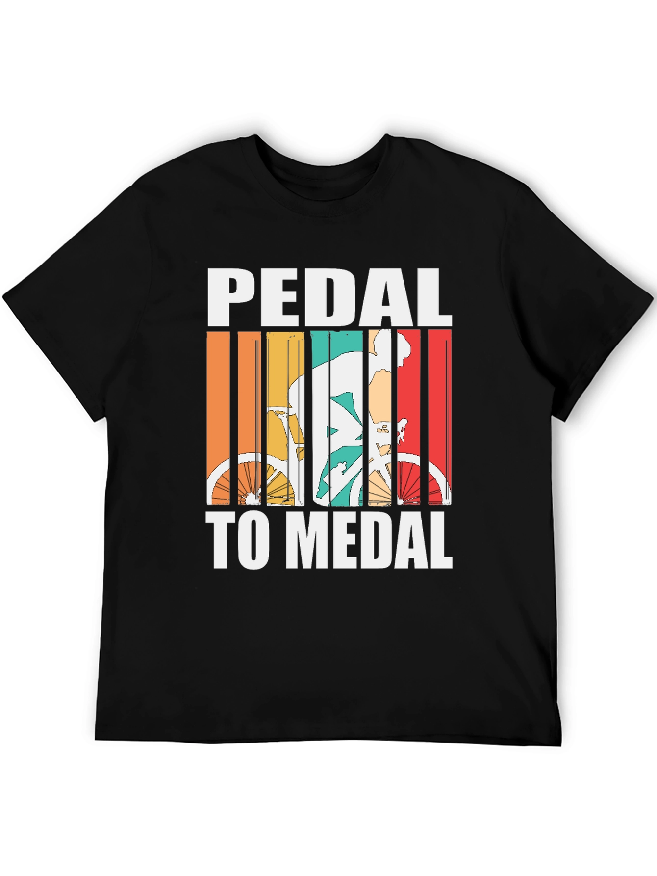 Black Pedal to Medal Cycling T-Shirt - Retro Design view 5