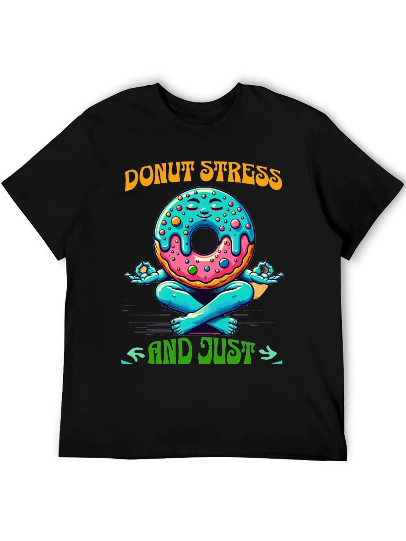 Black Donut Stress Meditating Graphic Tee view 5
