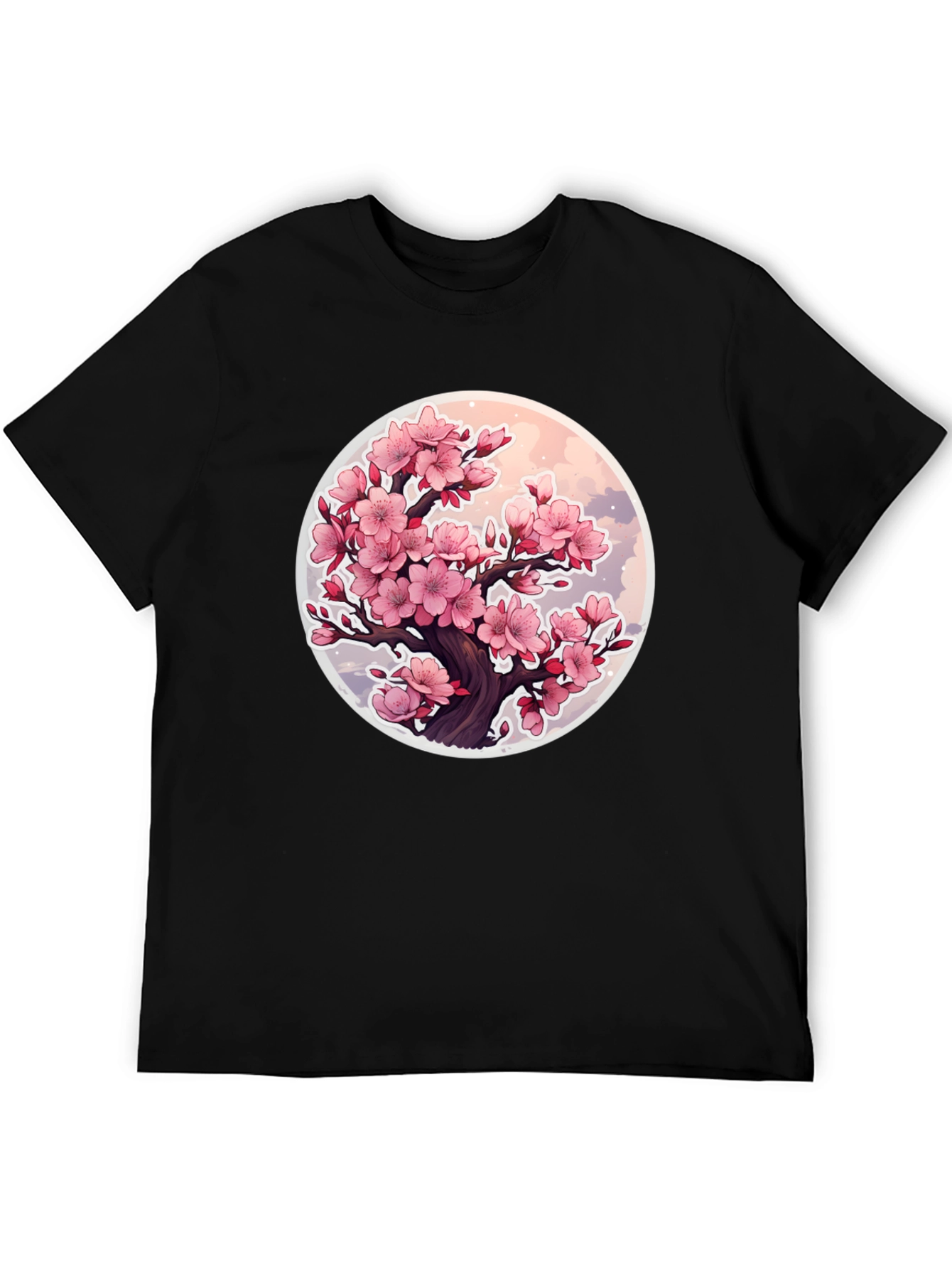 Black Cherry Blossom Tree Graphic T-Shirt - Black view 5