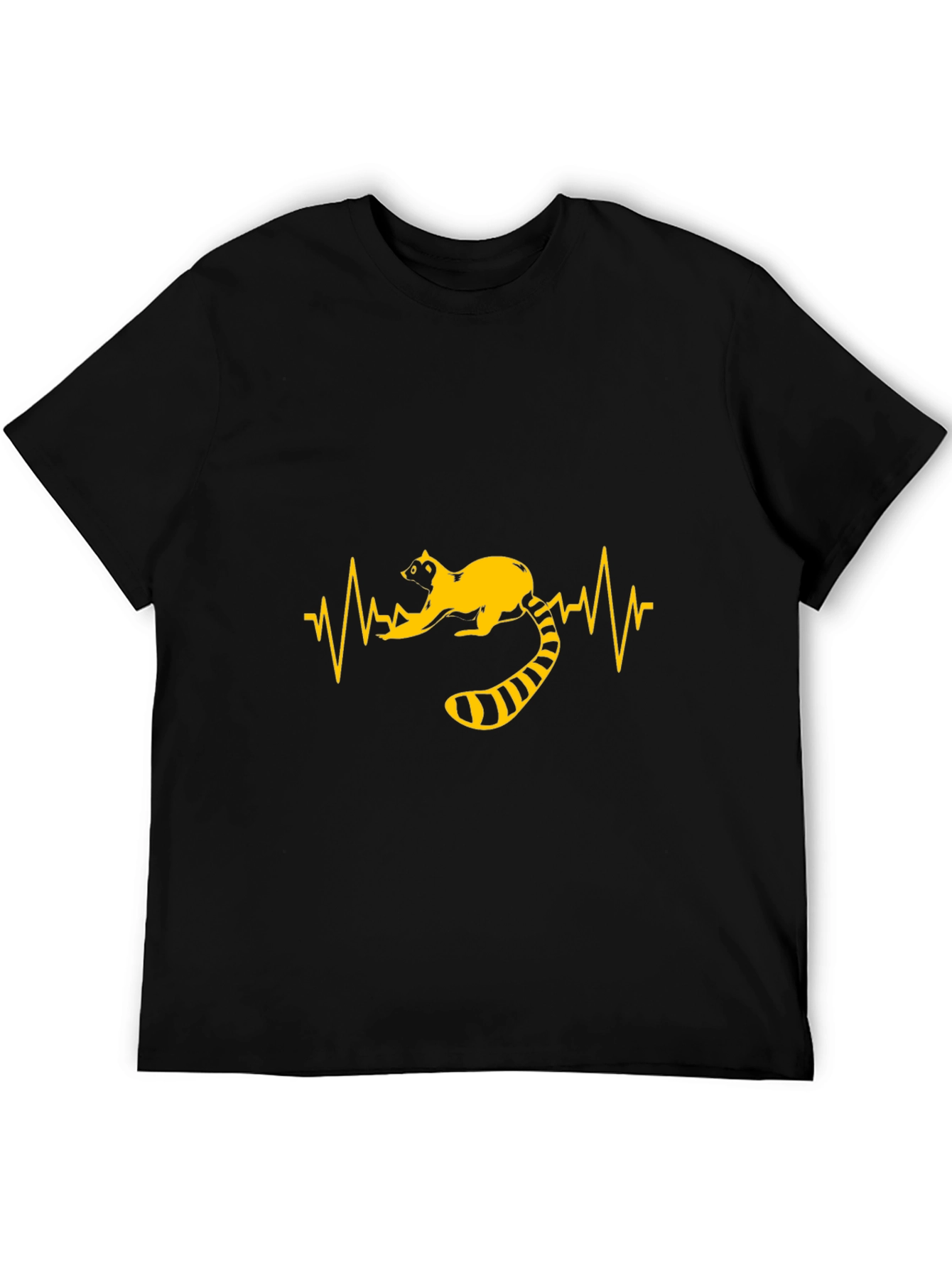 Black Raccoon Heartbeat Graphic Tee - Soft Black Cotton view 5