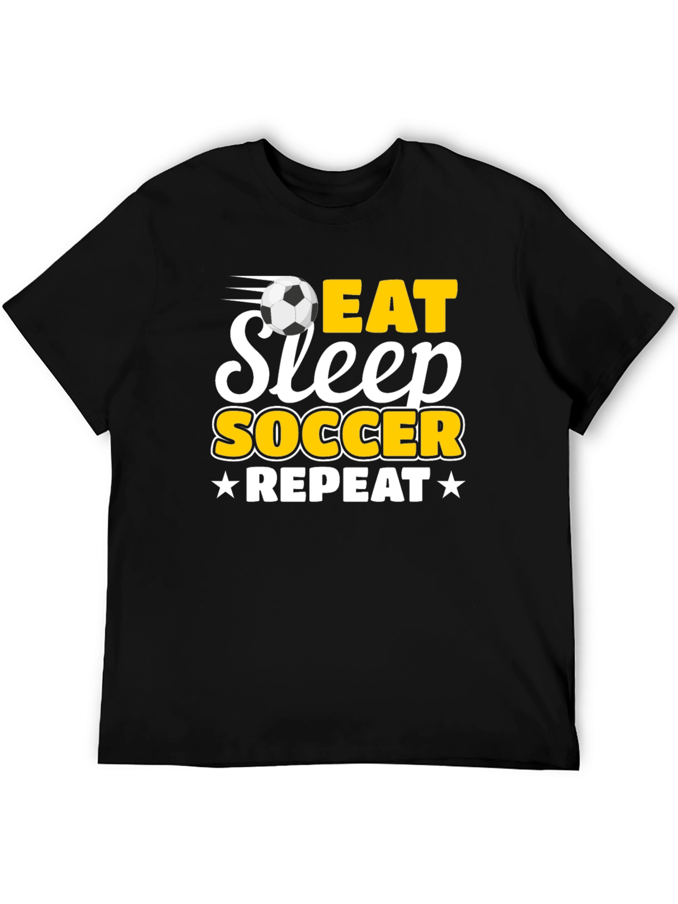Black Eat Sleep Soccer Repeat Black T-Shirt view 5