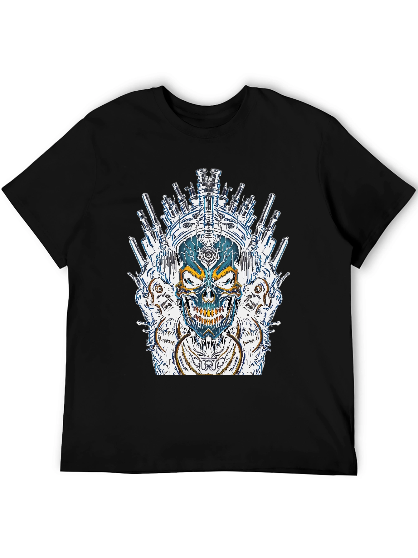 Black Steampunk Skull Graphic T-Shirt - Dark Style view 5