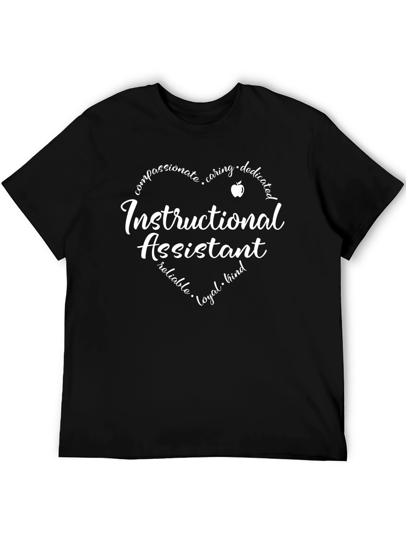 Black Instructional Assistant Heart T-Shirt view 5