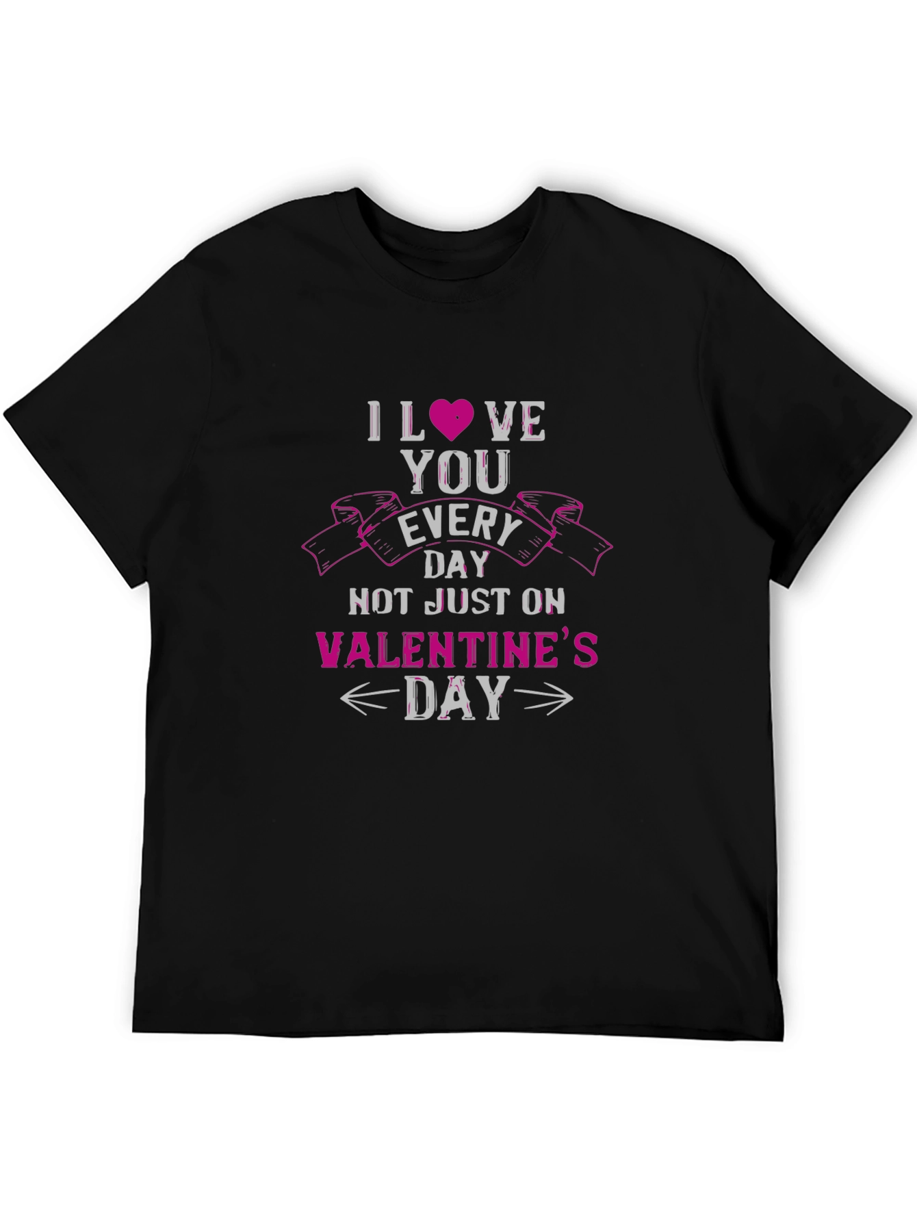 Black I Love You Every Day Valentine's T-Shirt view 5