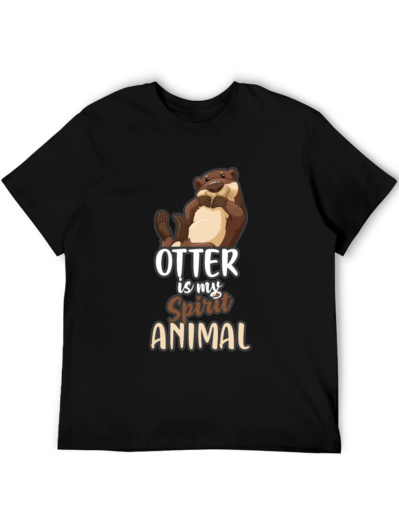 Black Otter Spirit Animal Black T-Shirt view 5