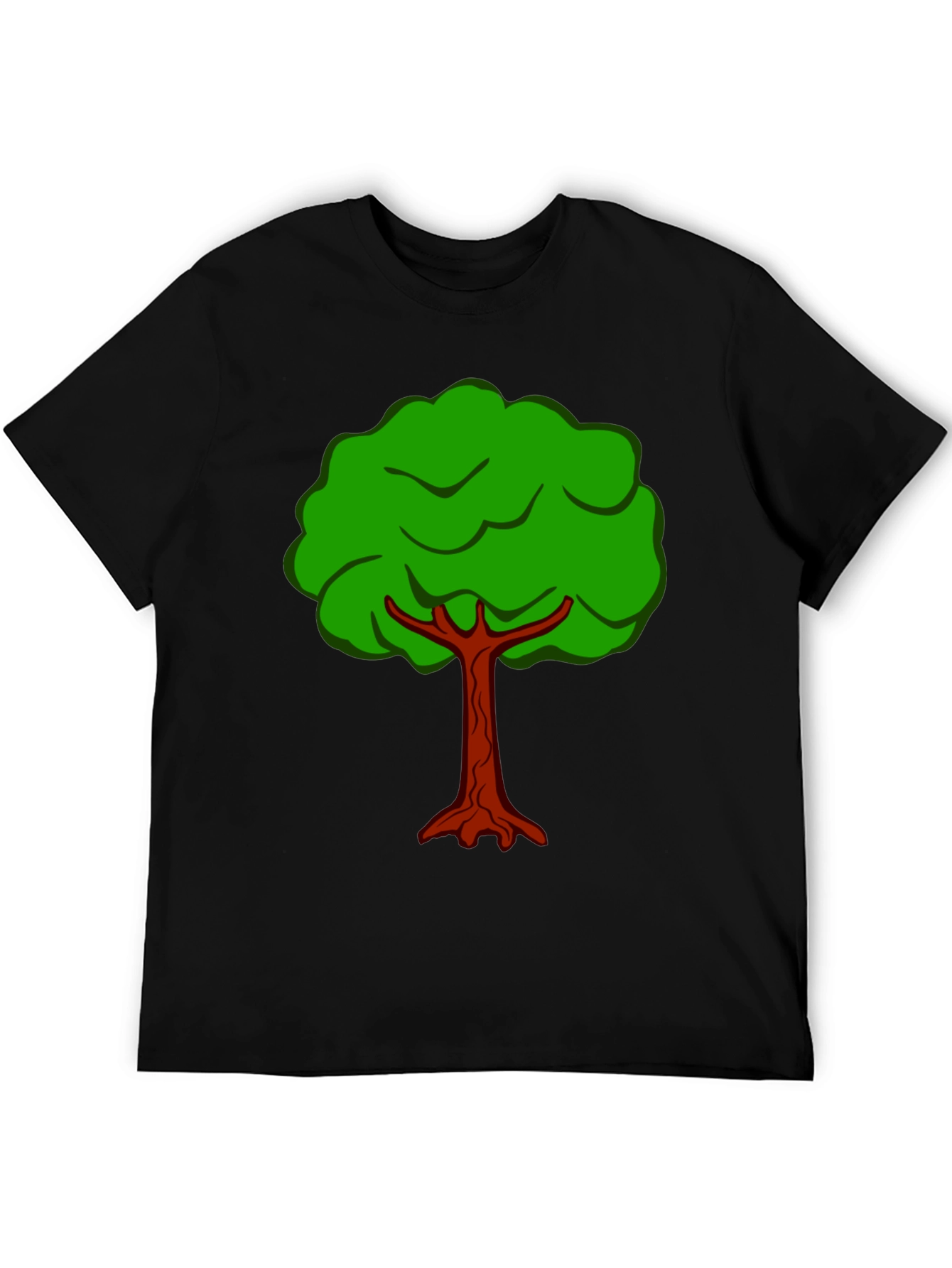 Black Cartoon Tree Graphic Tee - Black Cotton T-Shirt view 5
