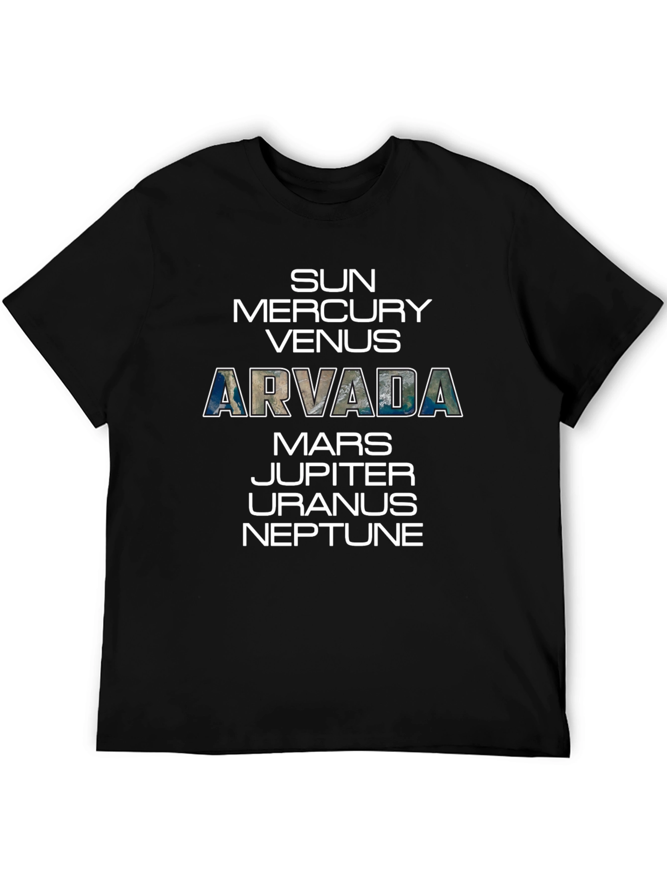 Black Arvada Planets T-Shirt - Space Science Tee view 5