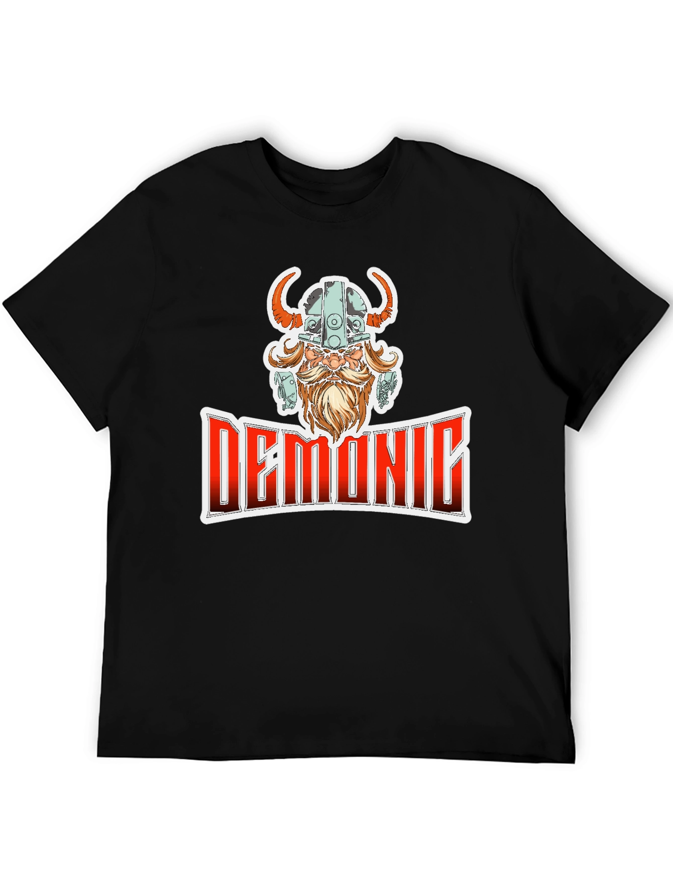 Black Demonic Viking T-Shirt - Black Cotton Blend Tee view 5