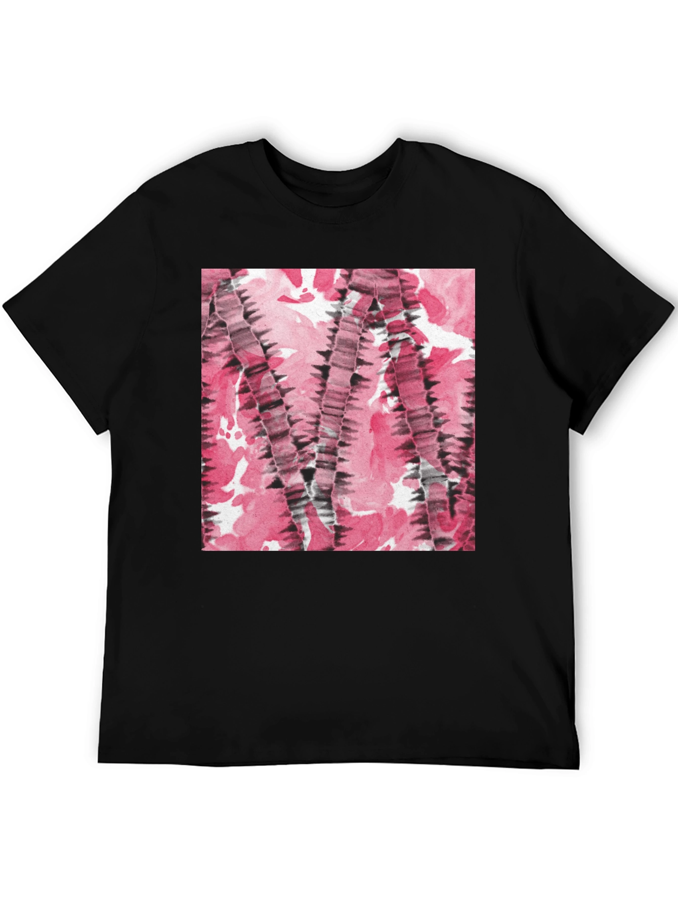 Black Abstract Pink & Black Patterned T-Shirt view 5