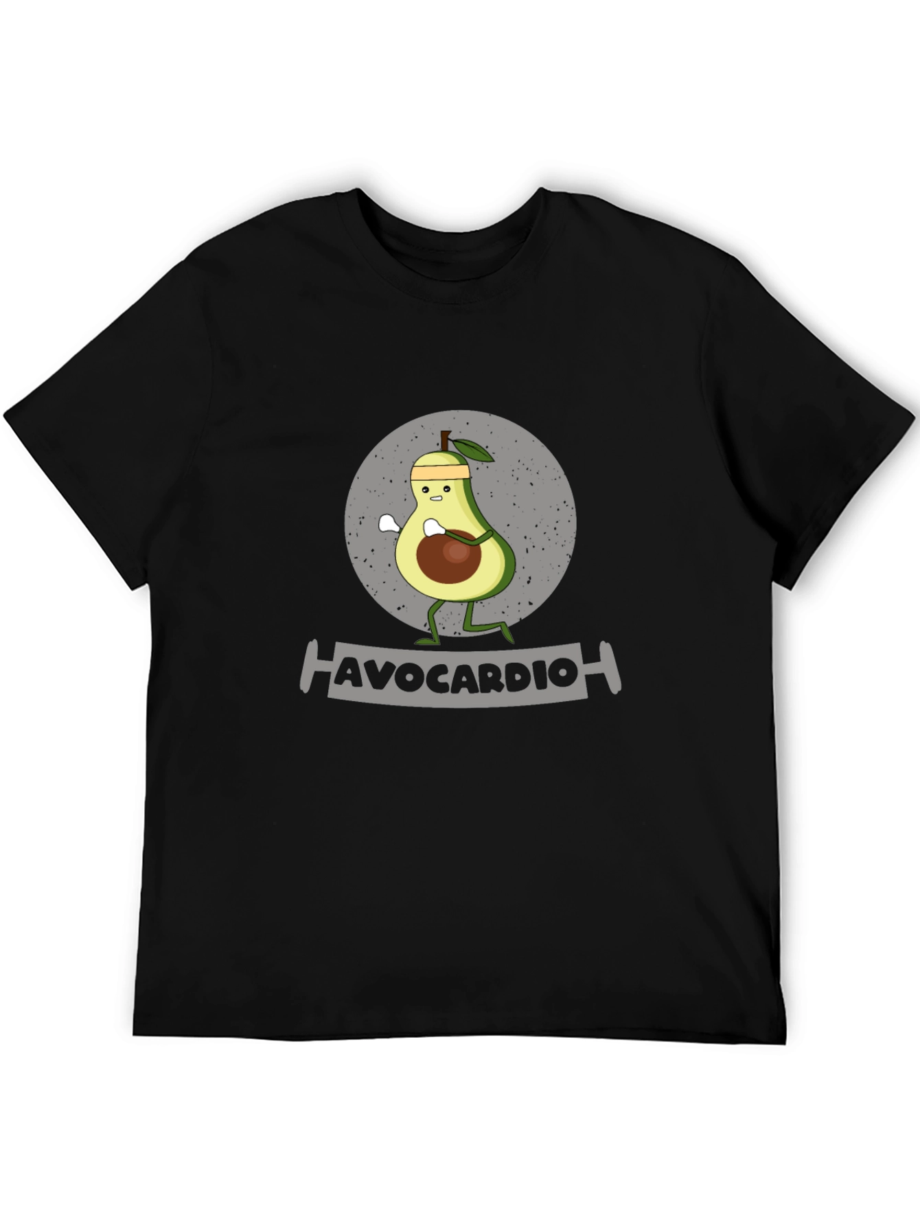 Black Avocardio Funny Avocado Workout Graphic T-Shirt view 5