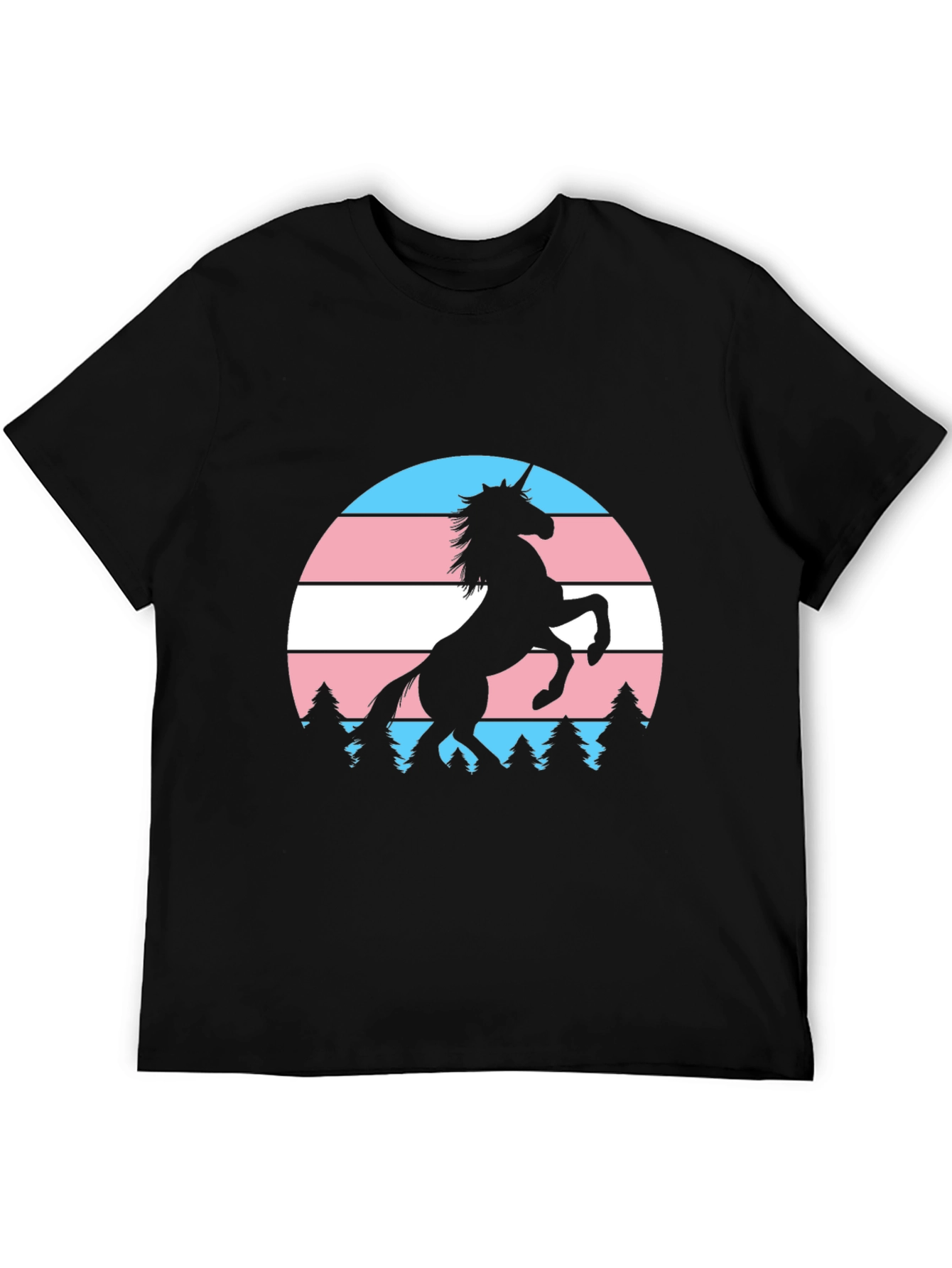 Black Trans Pride Unicorn T-Shirt - Black view 5