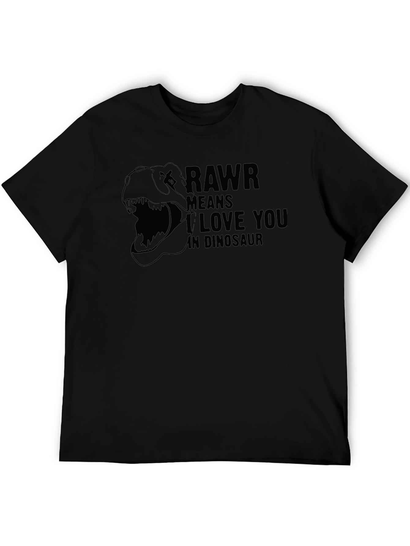 Black Rawr Means I Love You Dinosaur Graphic T-Shirt view 5