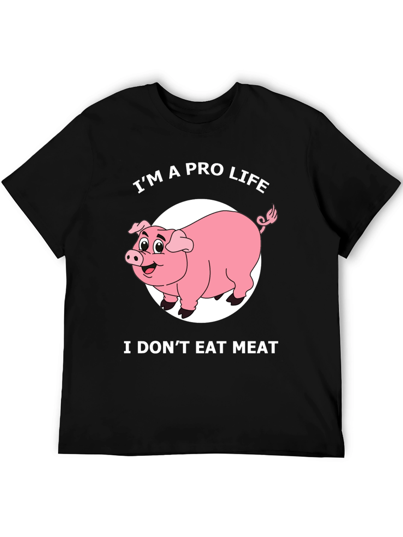 Black Pro Life Pig T-Shirt - I Don't Eat Meat Graphic Tee view 5