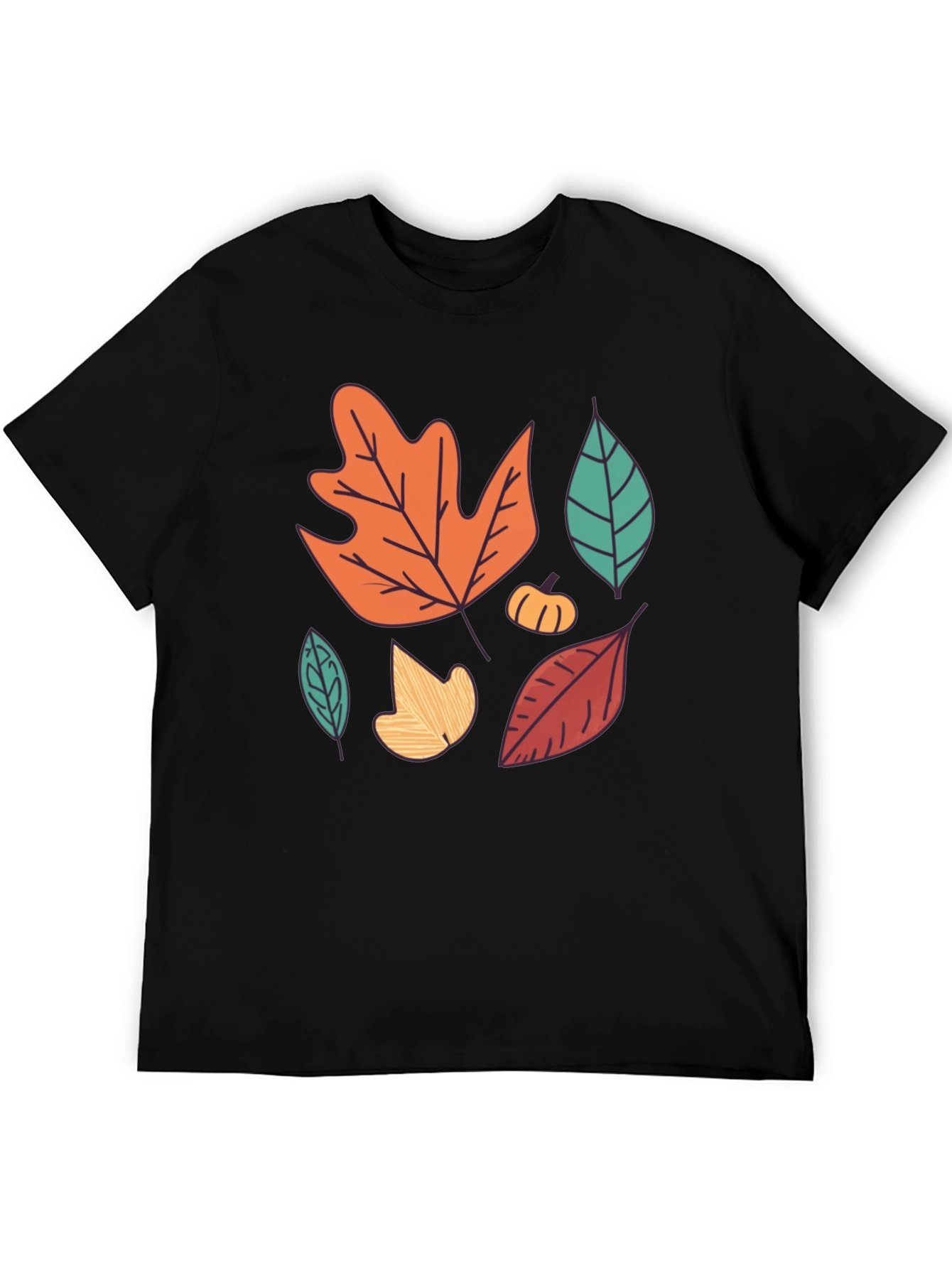 Black Autumn Leaves Graphic Tee - Fall Season Shirt view 5