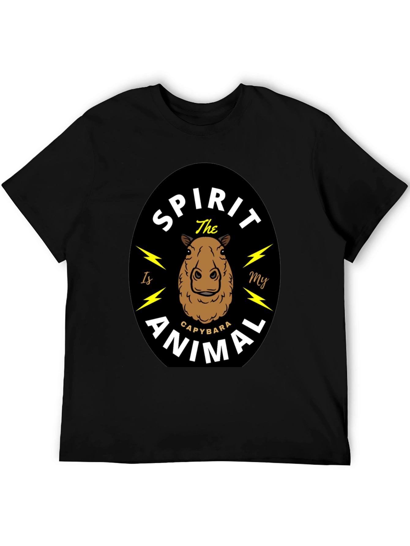 Black Capybara Spirit Animal T-Shirt - Unisex Black Tee view 5