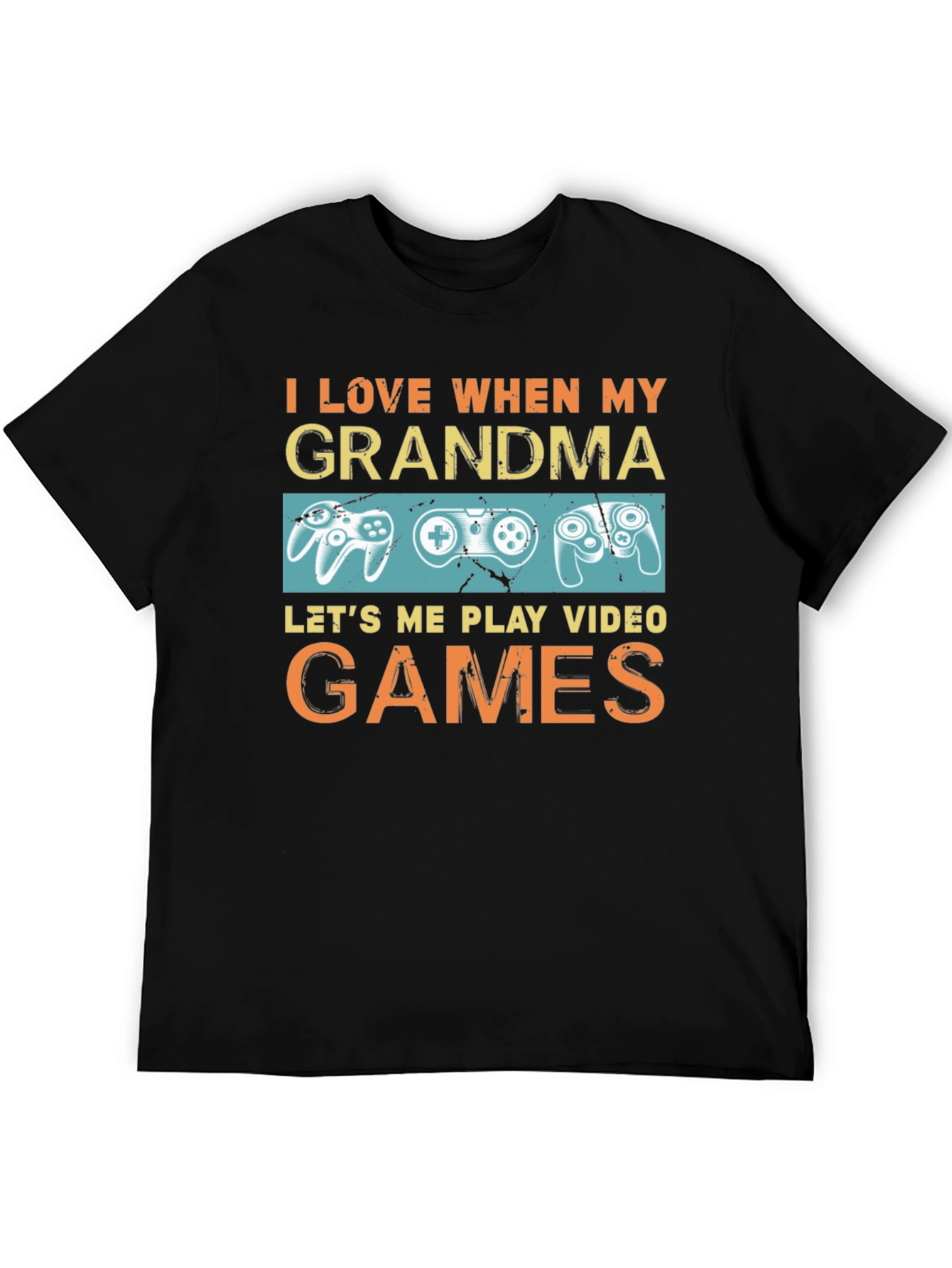 Black I Love When My Grandma Lets Me Play Video Games Black T-Shirt view 5
