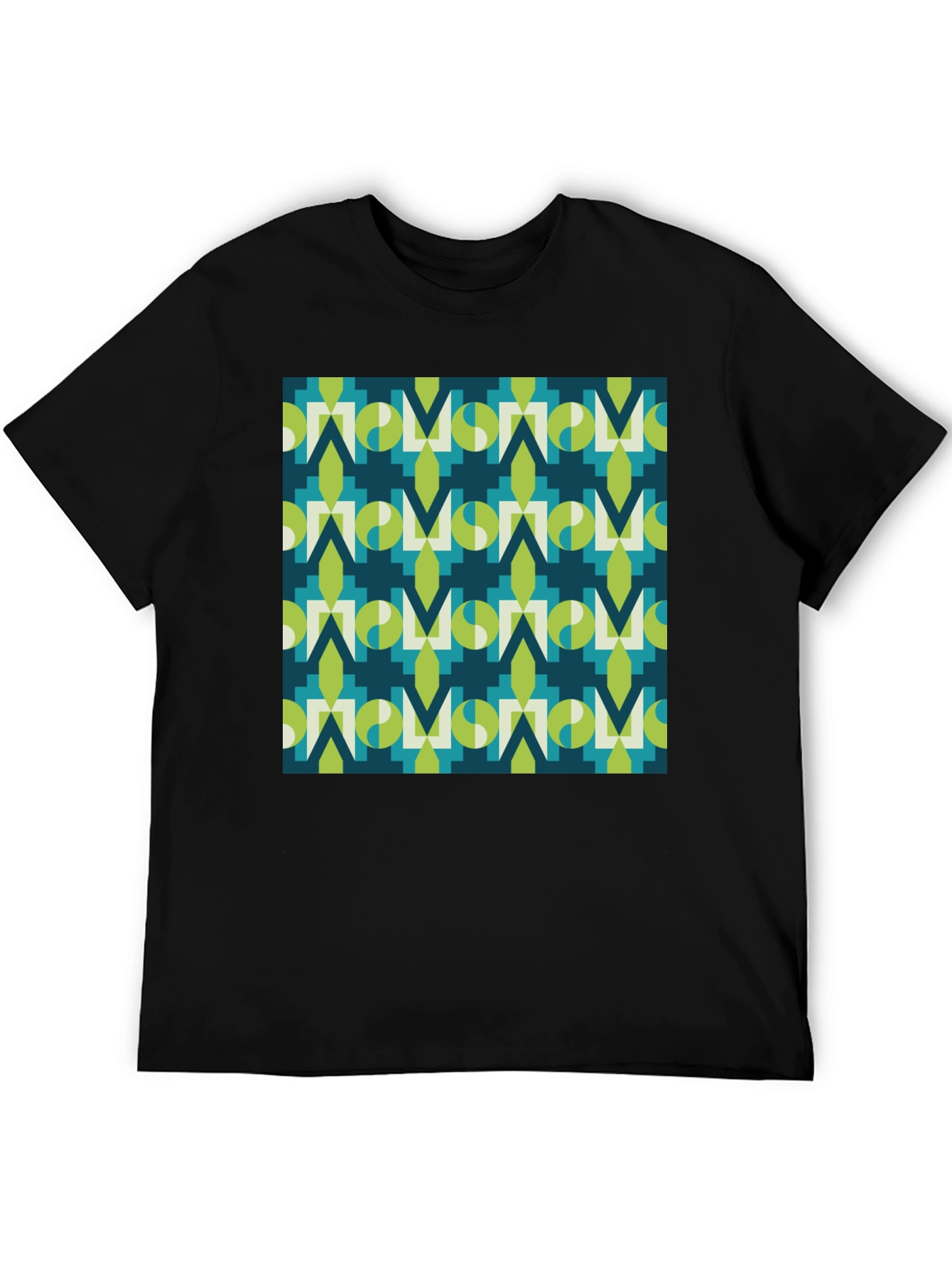 Black Geometric Pattern Tee - Modern Graphic Print view 5