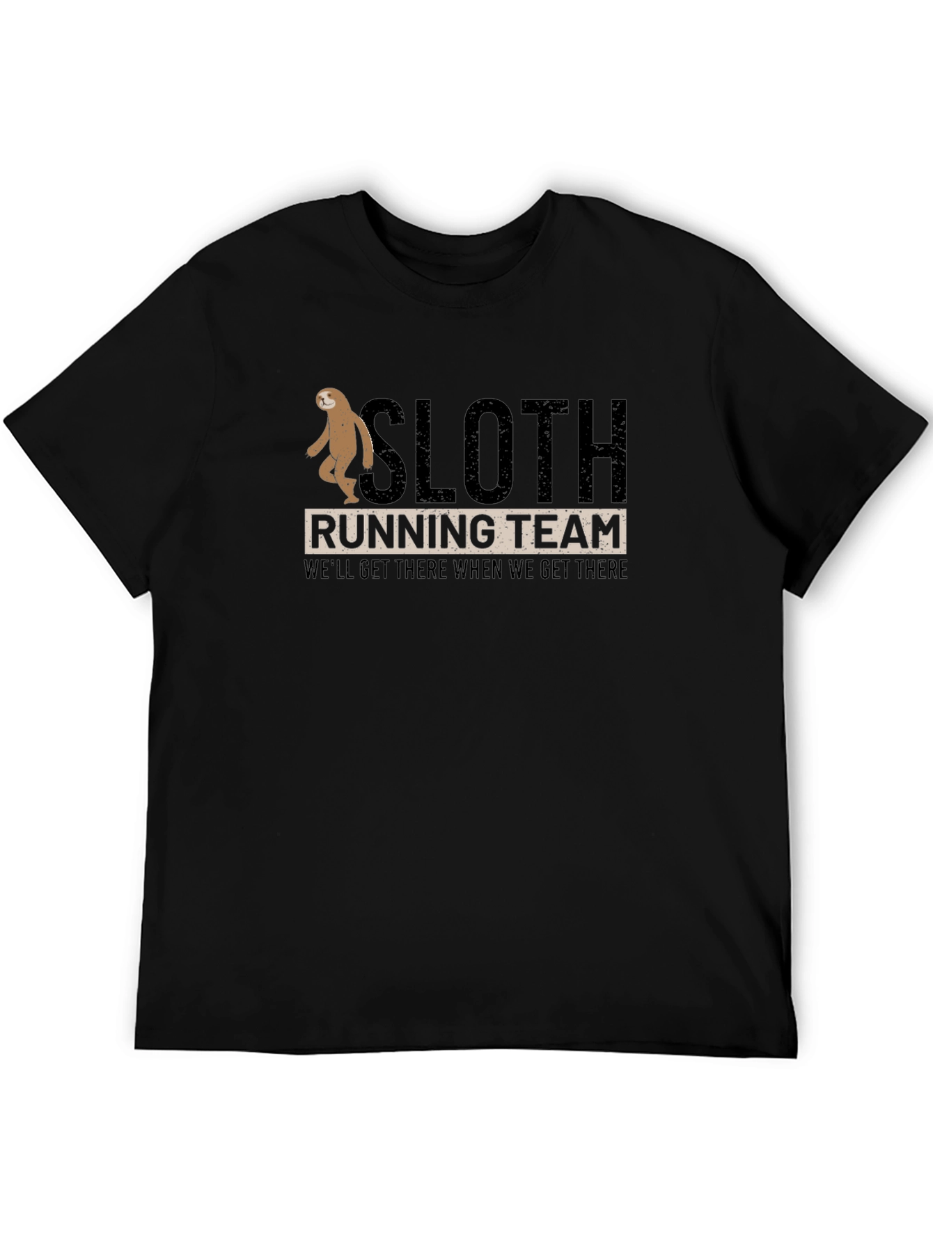 Black Sloth Running Team T-Shirt - We'll Get There Funny Tee view 5