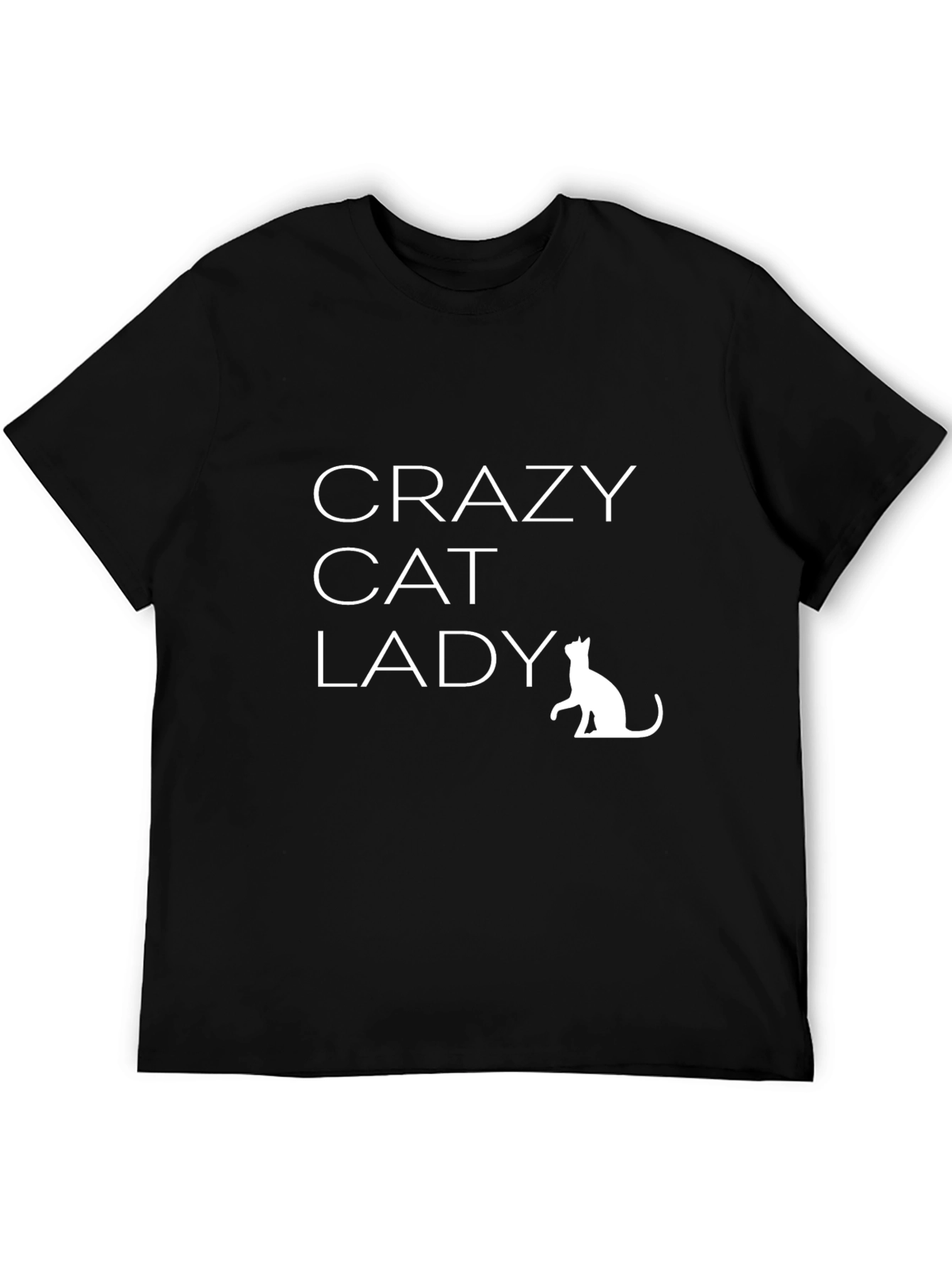 Black Crazy Cat Lady T-Shirt - Unisex Black Tee view 5