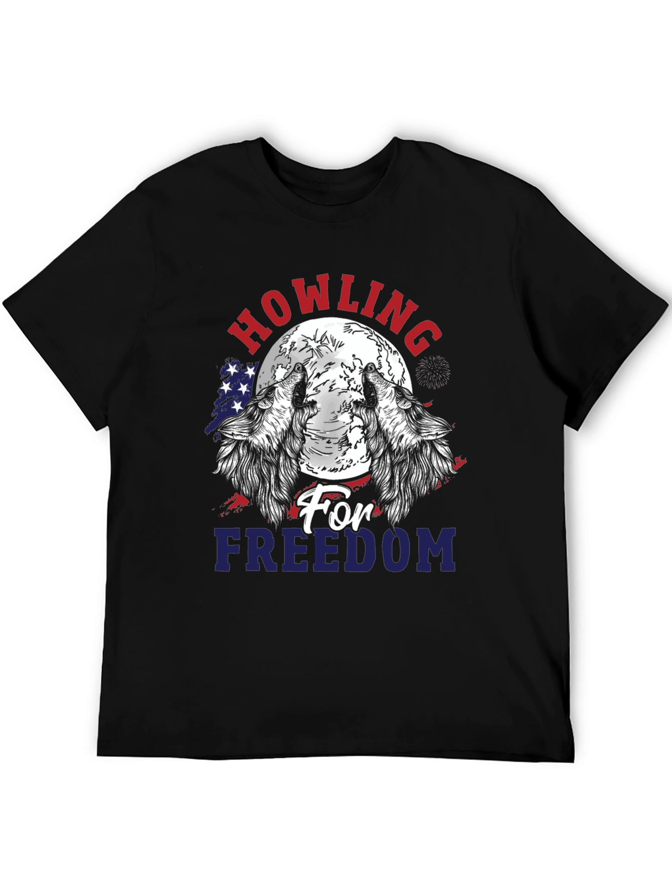 Black Howling for Freedom Patriotic Graphic T-Shirt view 5