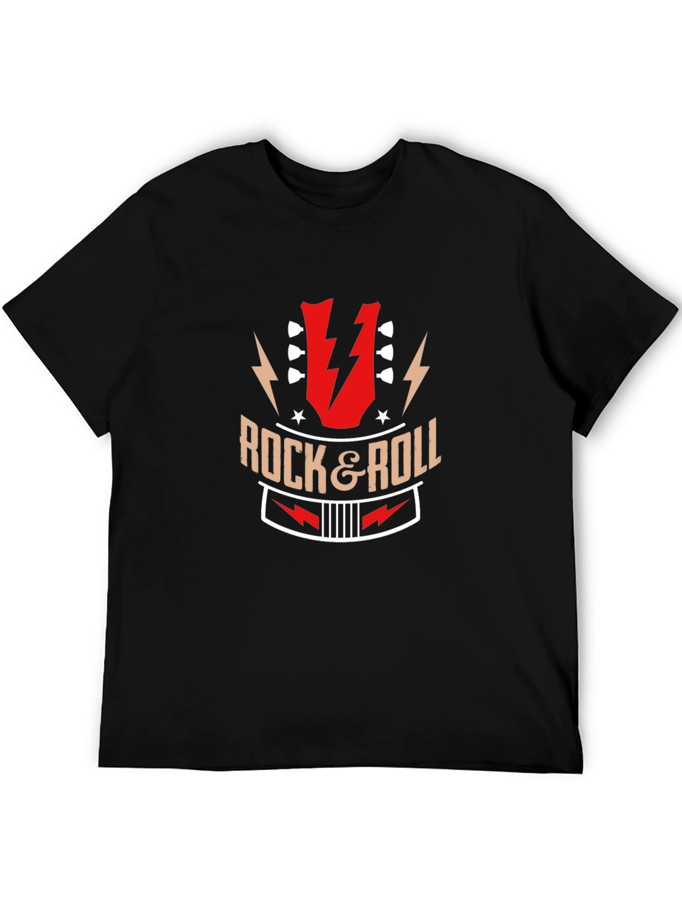 Black Rock & Roll Graphic Print Black T-Shirt view 5