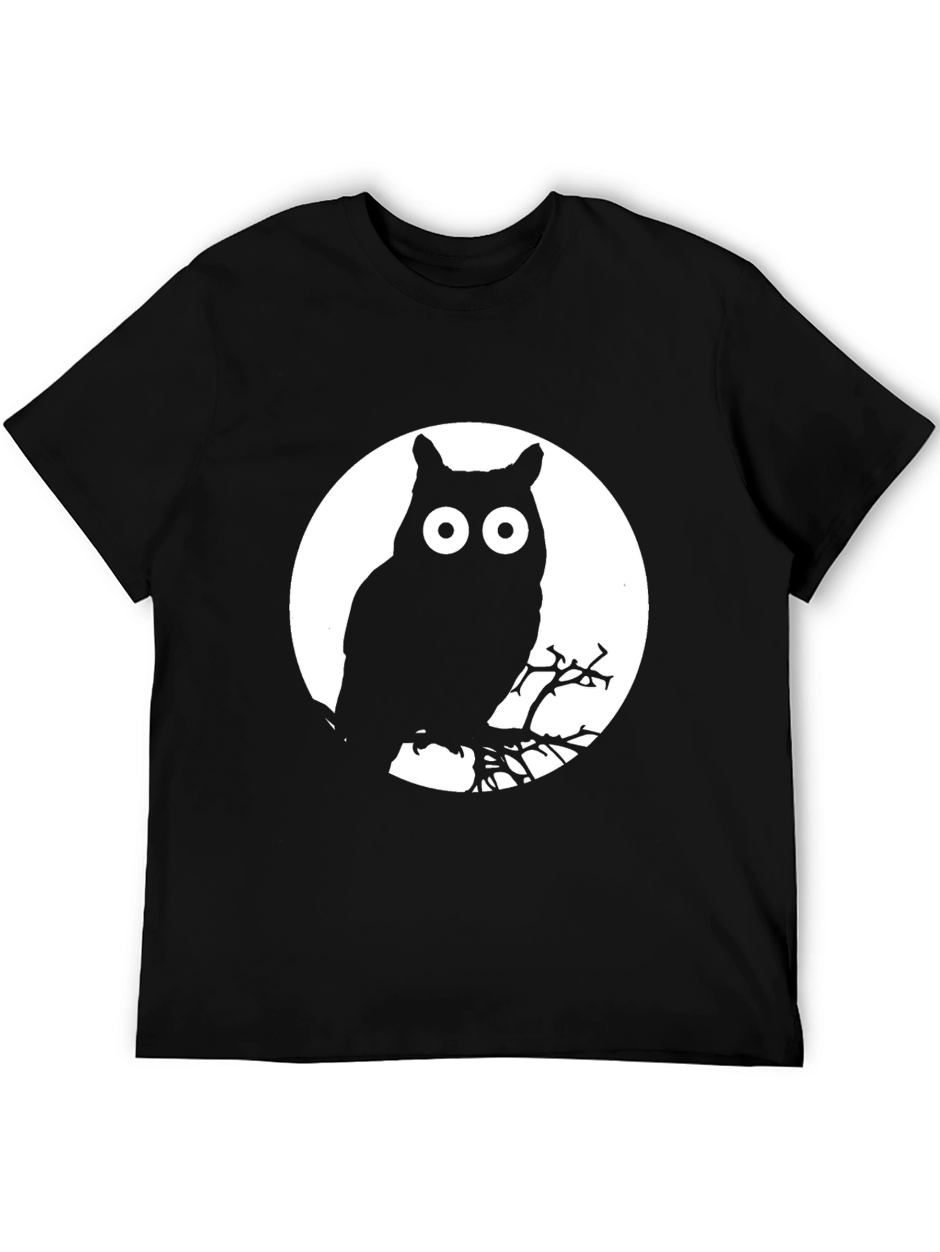 Black Owl Moon Graphic Tee - Black Cotton T-Shirt view 5