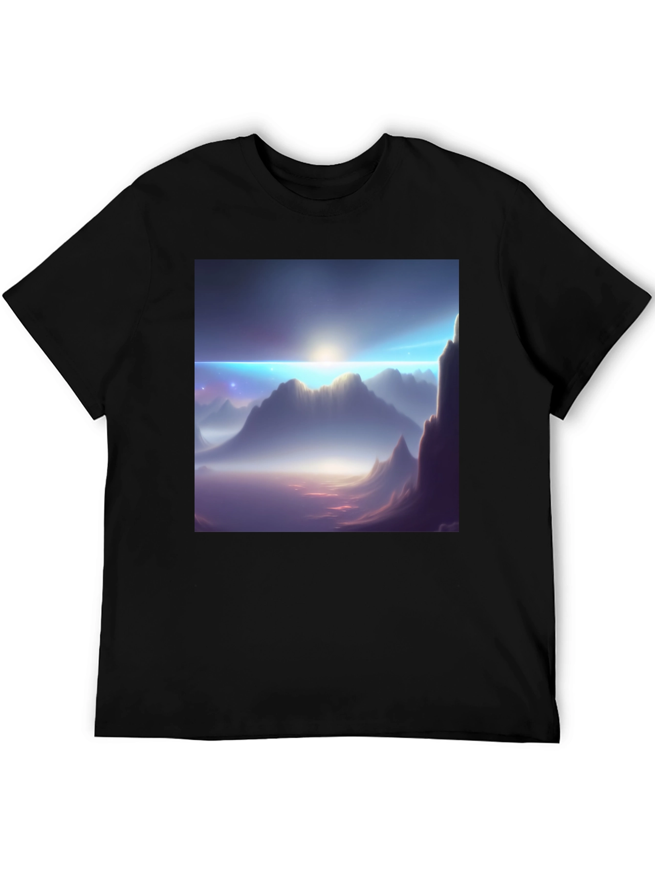 Black Mountainscape Graphic Tee - Black Cotton Blend view 5