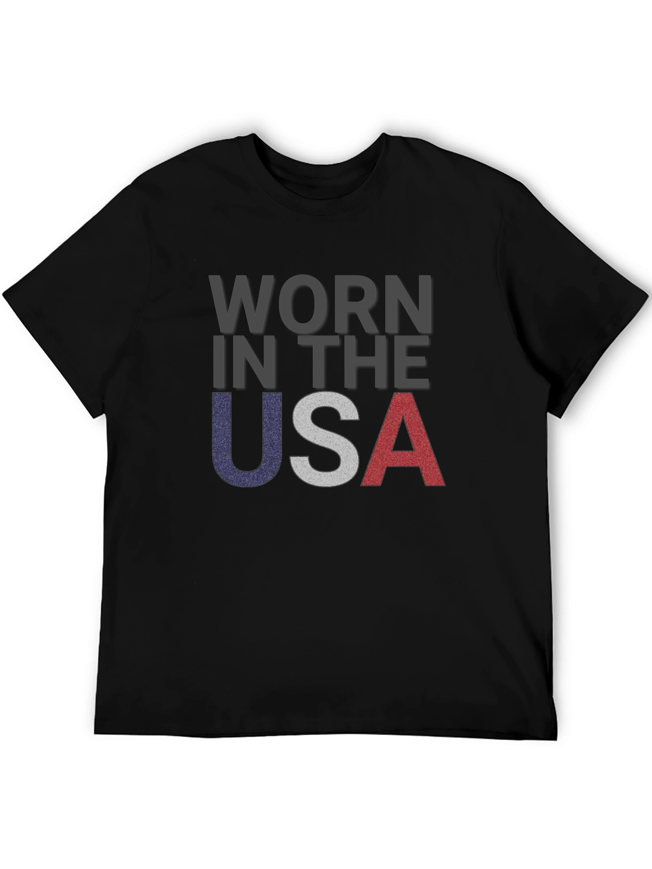 Black Worn in the USA Patriotic T-Shirt view 5