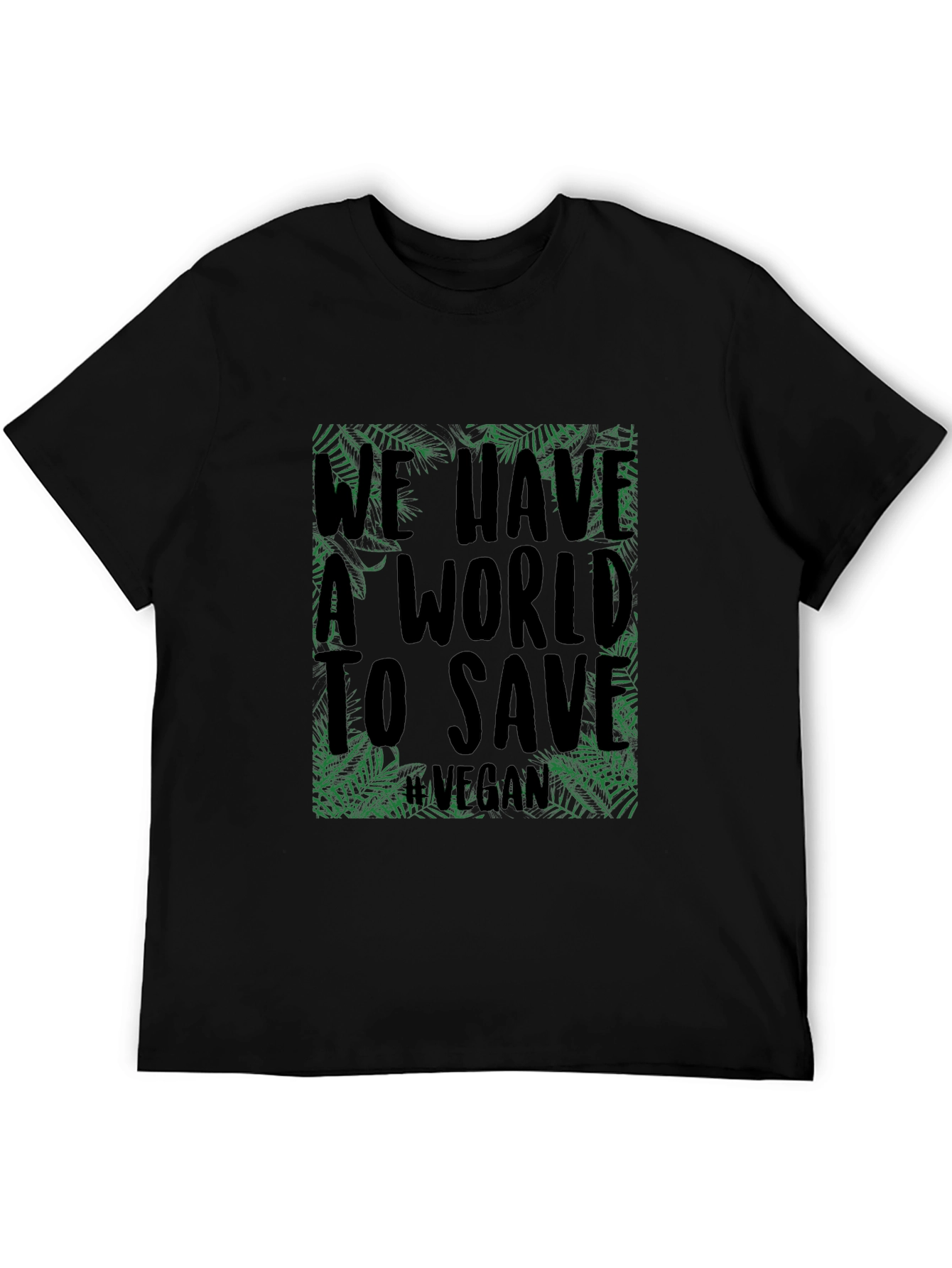 Black Vegan World Save Tee - Eco-Friendly Black T-Shirt view 5