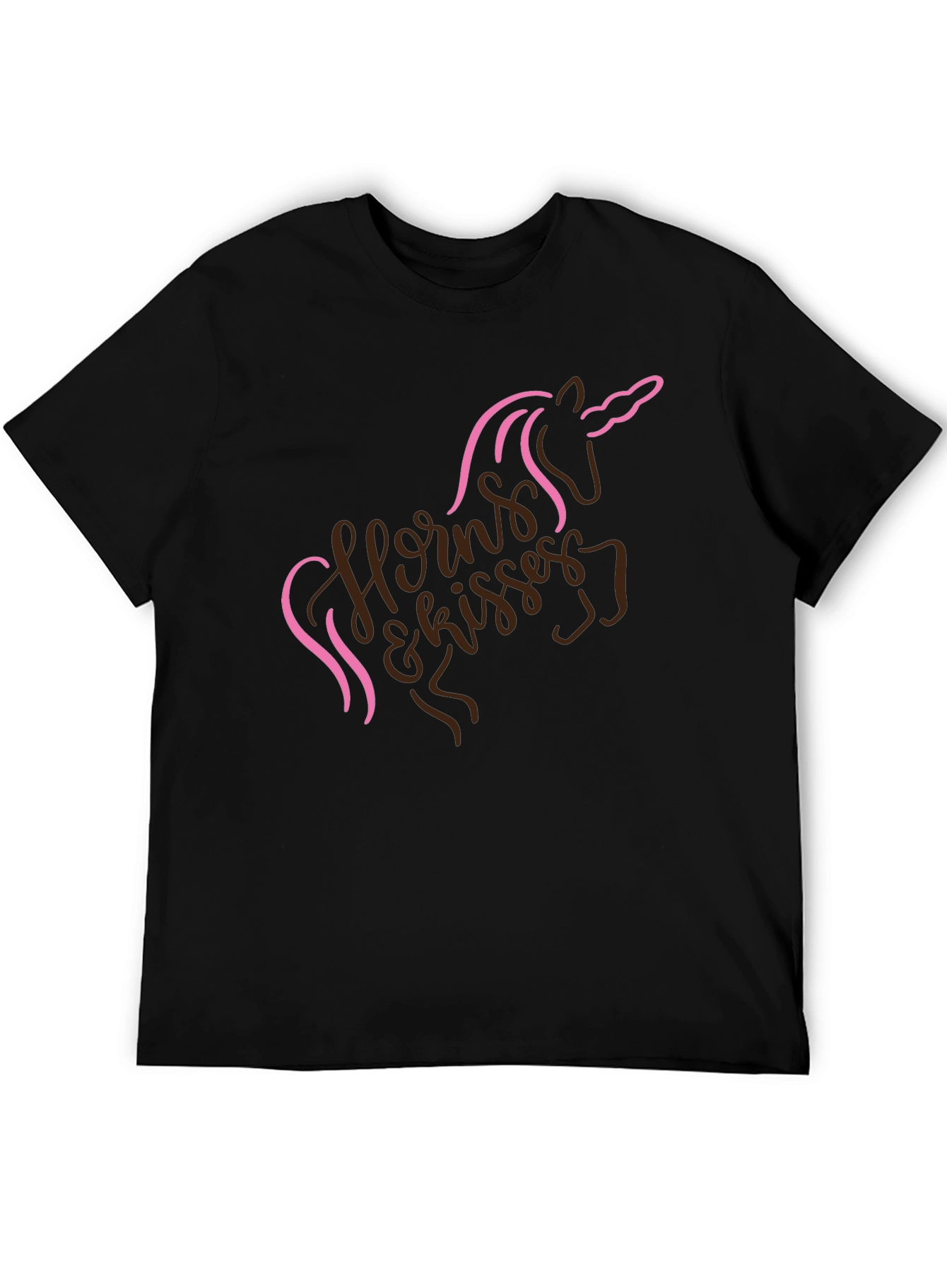 Black Unicorn Horns & Kisses Black T-Shirt view 5
